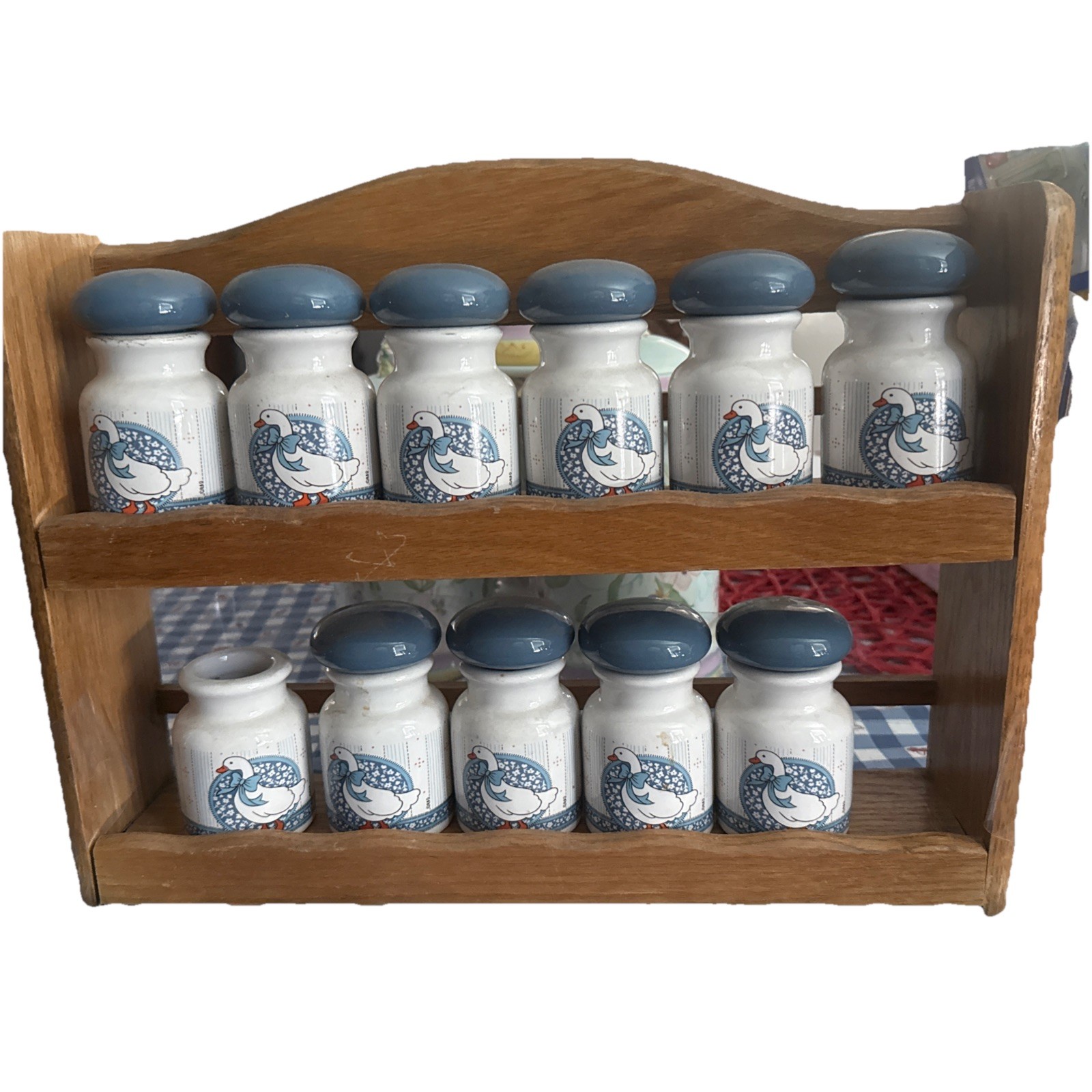 VINTAGE 1980’s Marmalade GOOSE SPICE RACK & 11 JARS NEW BAKER, H&S COTTAGE CORE