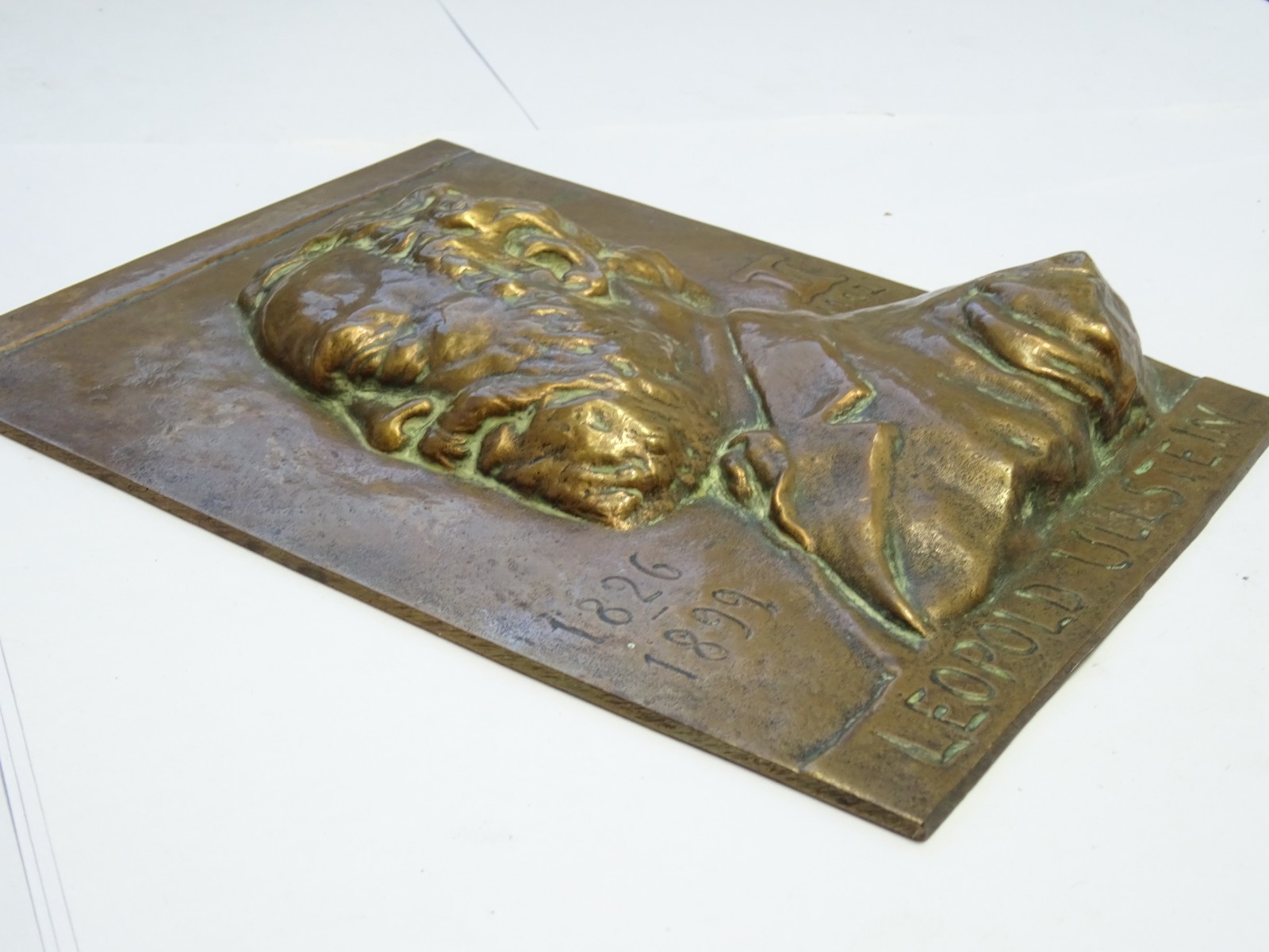 Antique Signed Bronze Relief Portrait Plaque of Leopold Ullstein c1902 Germany