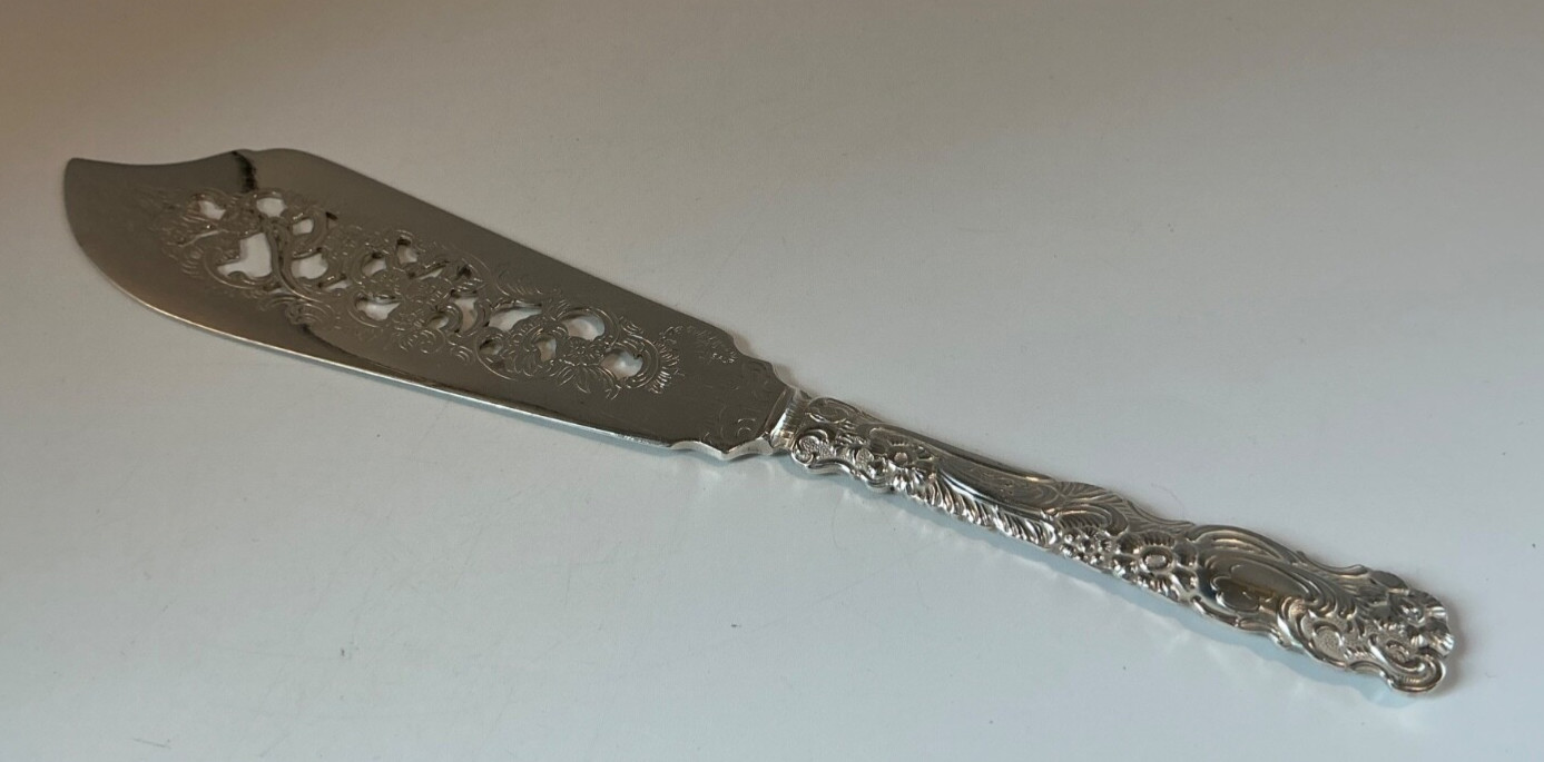 Vintage – AB Nils Johan, Sweden -Decorative, Pierced SP Ice Cream/Fish Knife 9”