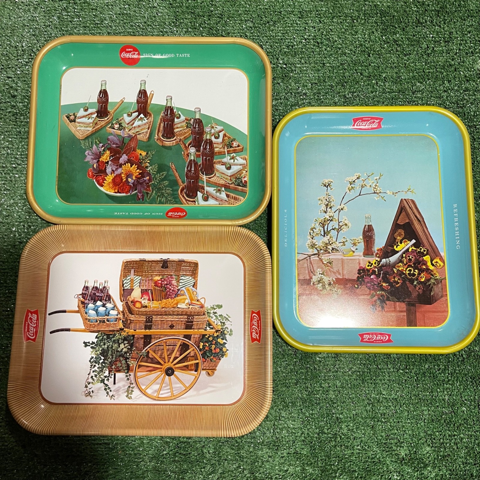 Vintage Lot of Coca Cola Trays – US – 1950’s – 13” x 10.5”