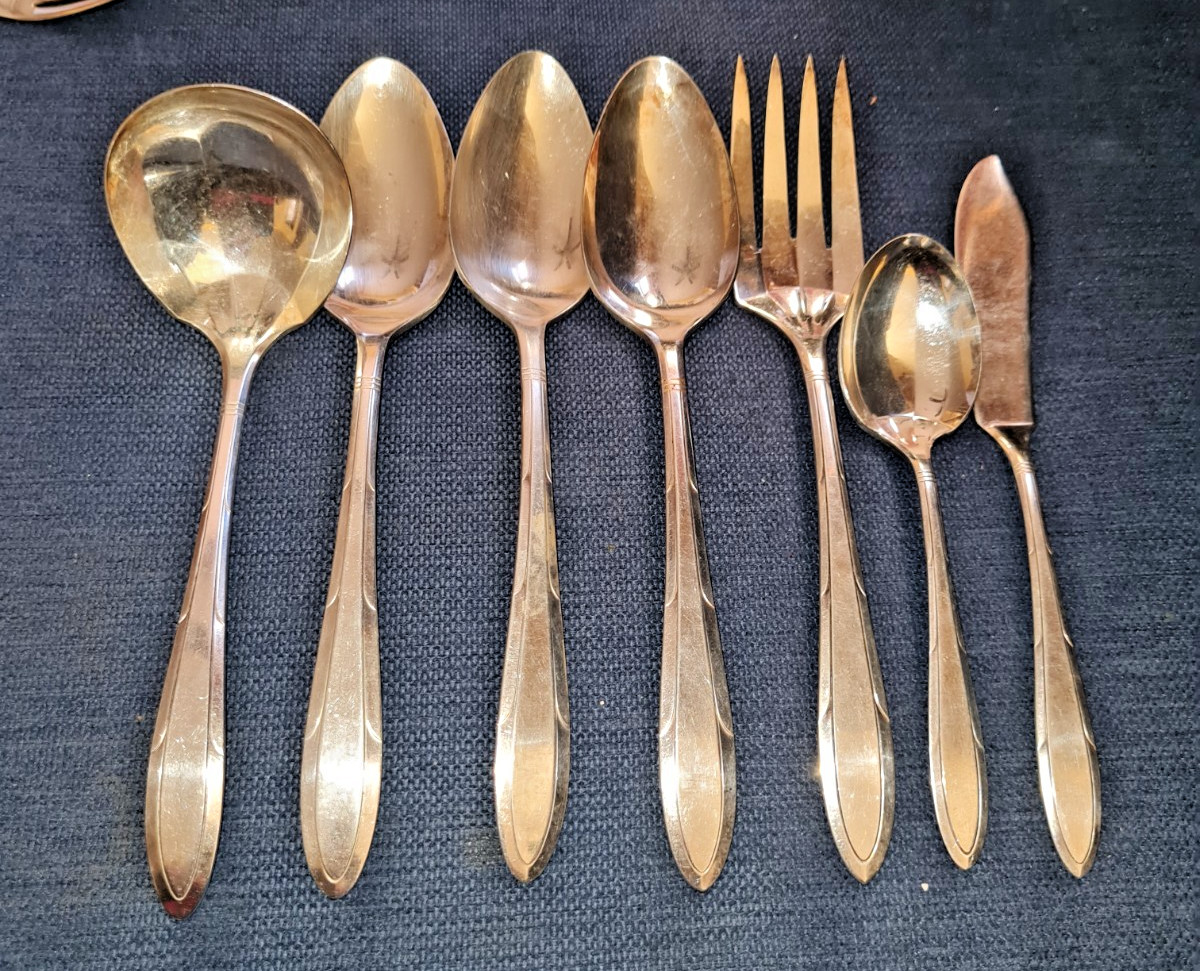 7 Serving Pieces Nobility Silverplate Reverie Hostess Set Spoon Fork Ladle +++