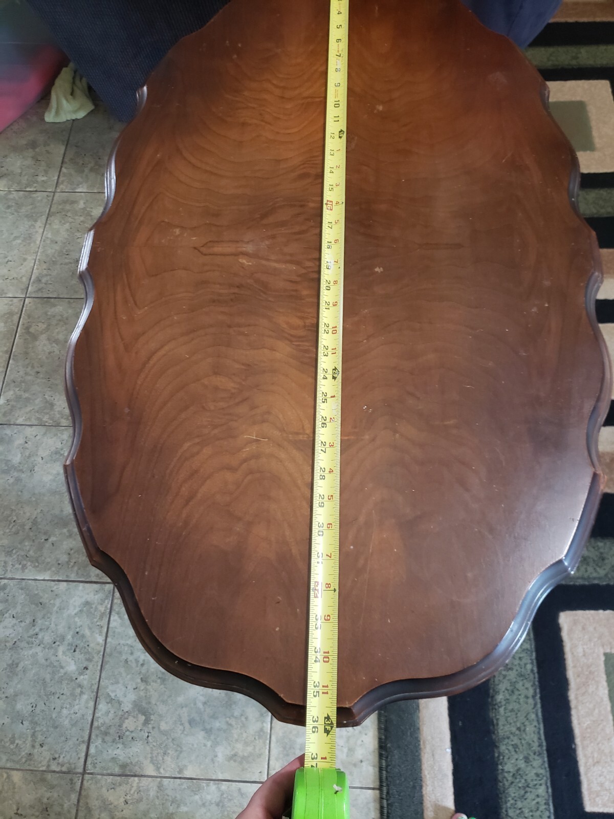 Vintage Parlor Entry Mersman Table #4175 1/2 Inlay Carved Brown 30x36x22