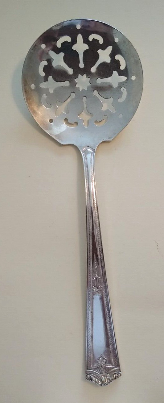 Fairfield Beveltime Pattern 8″ Slotted Tomato Serving Spoon Silverplate