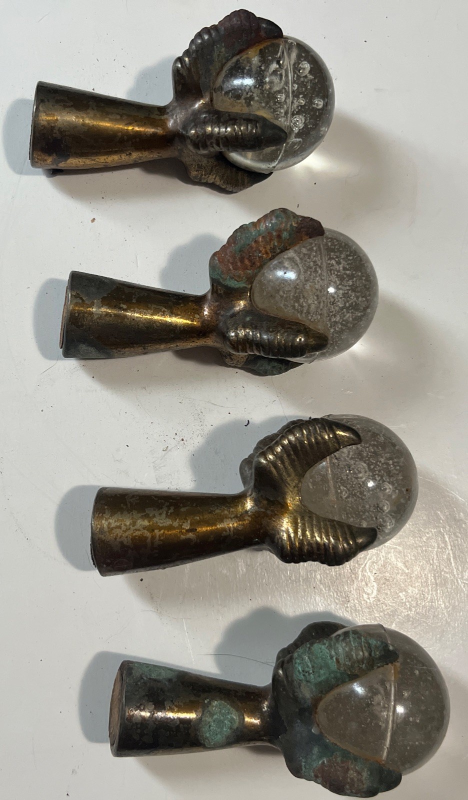 antique Victorian-era furniture feet Glass Ball And Brass Claw Very Large 5”