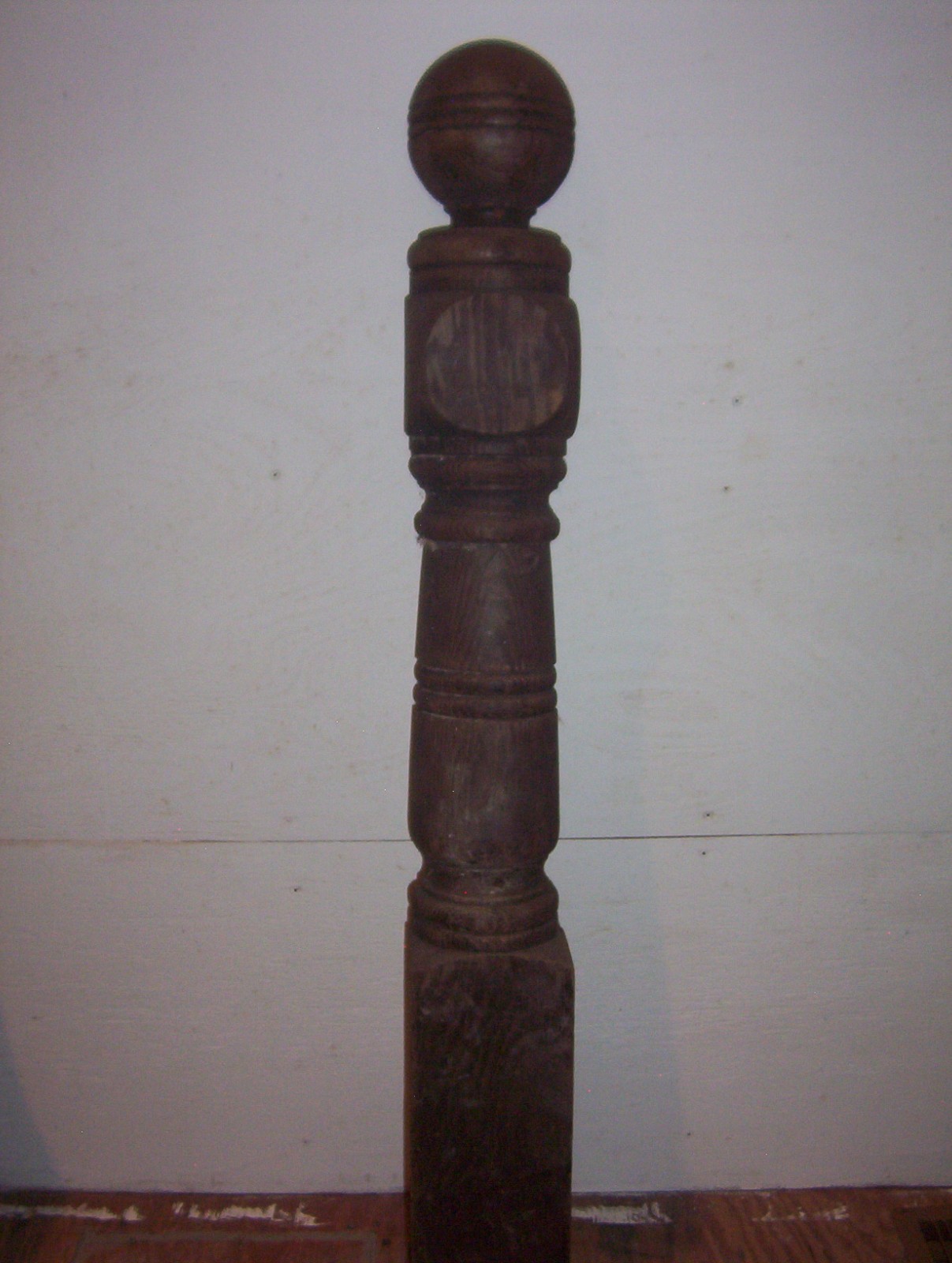 Antique 1880’s 1/2 of Turned Wooden Newel Post Architectural Salvage Wall Mount
