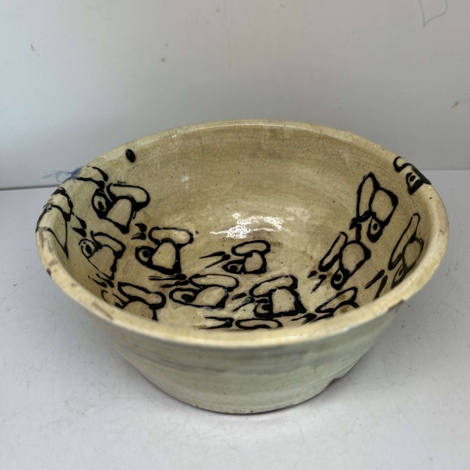 Vintage Tea Bowl Japanese Chawan Matcha Art Pottery Handmade Stamped 6”x2.5”