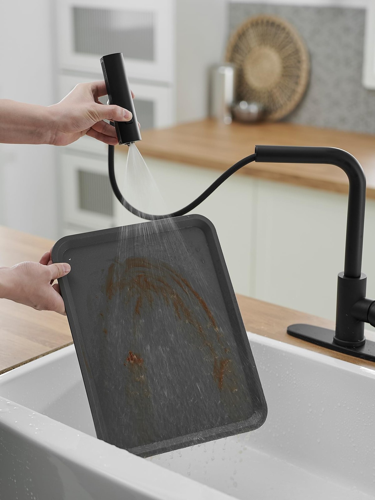 Black Kitchen Faucets with Pull Down Sprayer,Waterfall Kitchen Sink Faucet,Co…