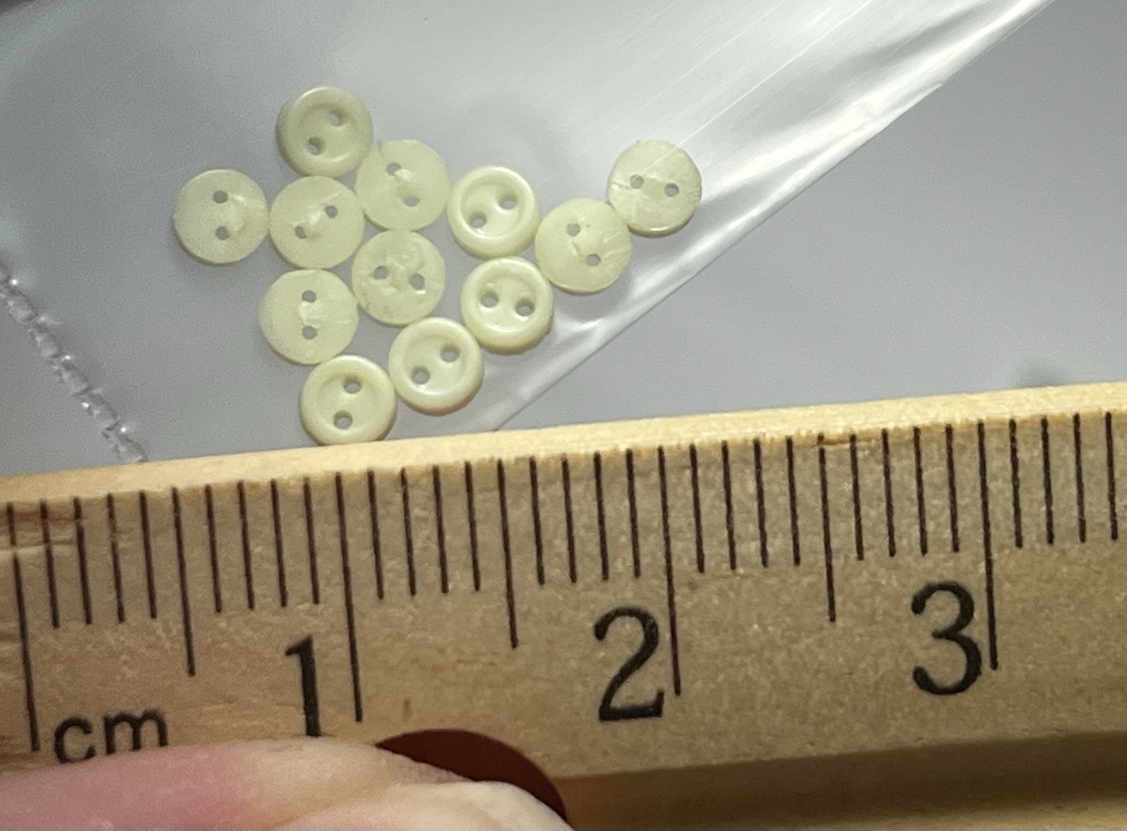 1/8” 3mm Teeny Tiny Buttons Doll Barbie Clothes 12 Pc Pale Yellow Green #7223