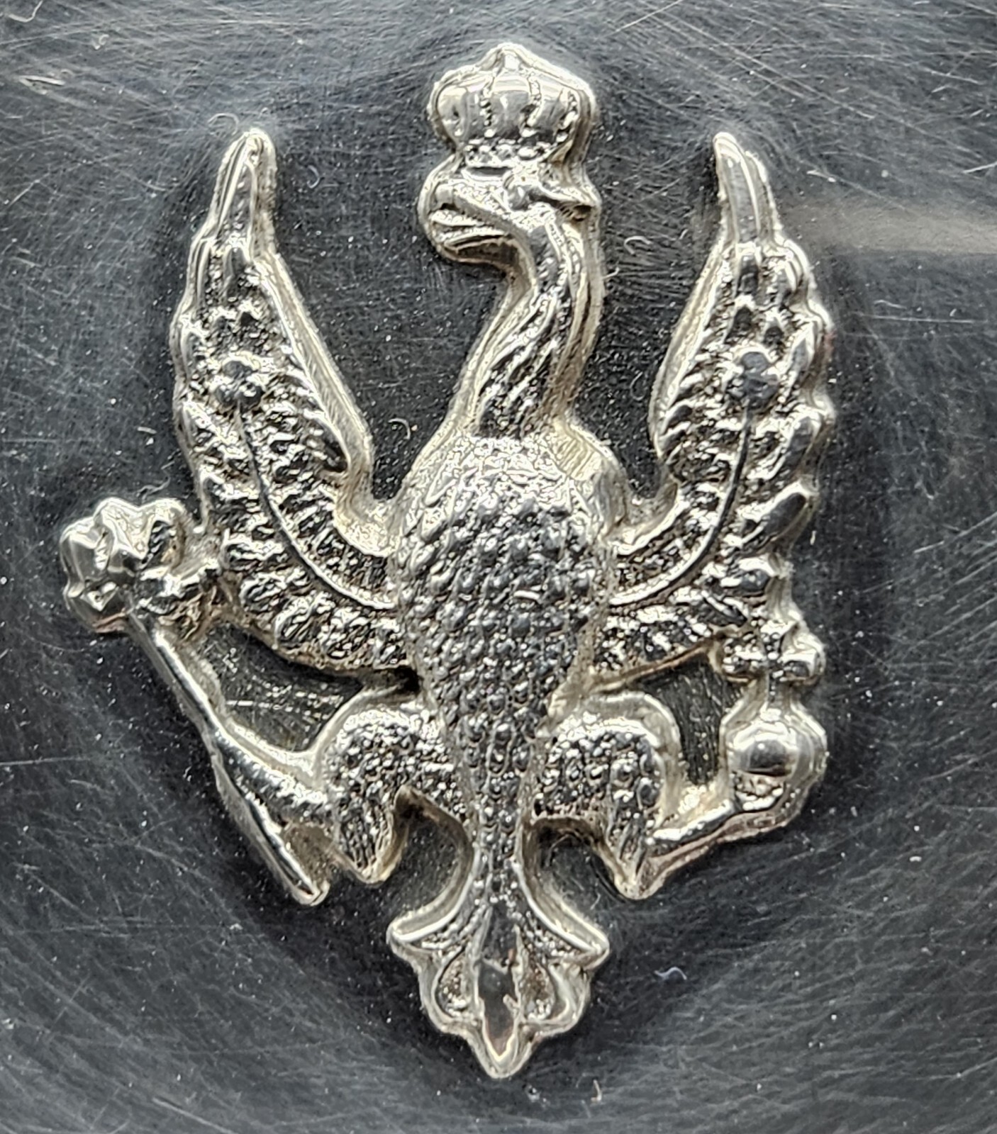Solid Silver 830 Trinket/Coin Dish with King’s Hussars Symbol UK/c1911