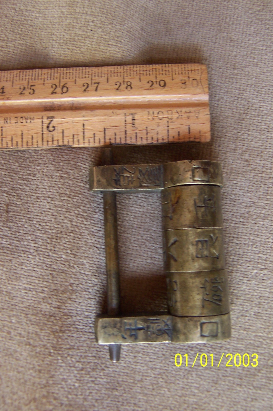 Very old antique brass Chinese lock -A rare combination lock-very early