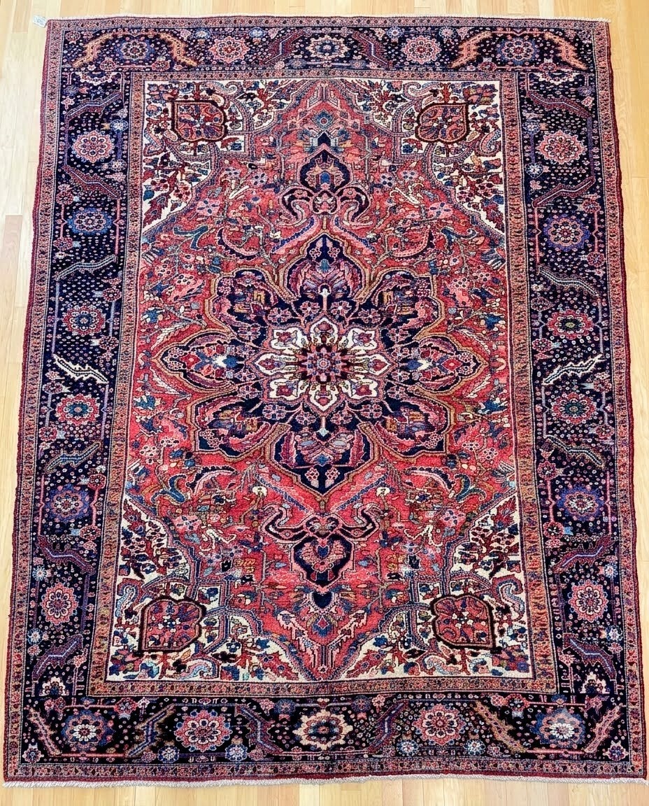 Vintage Heriz Hand-Woven Middle Eastern Rug 11′ 3″ x 8′ 9″