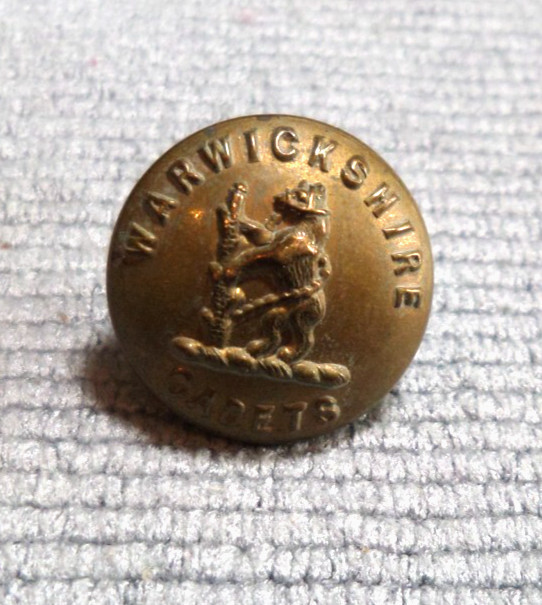 Antique Metal Picture Verbal Work Uniform Military Button WARWICKSHIRE CADET