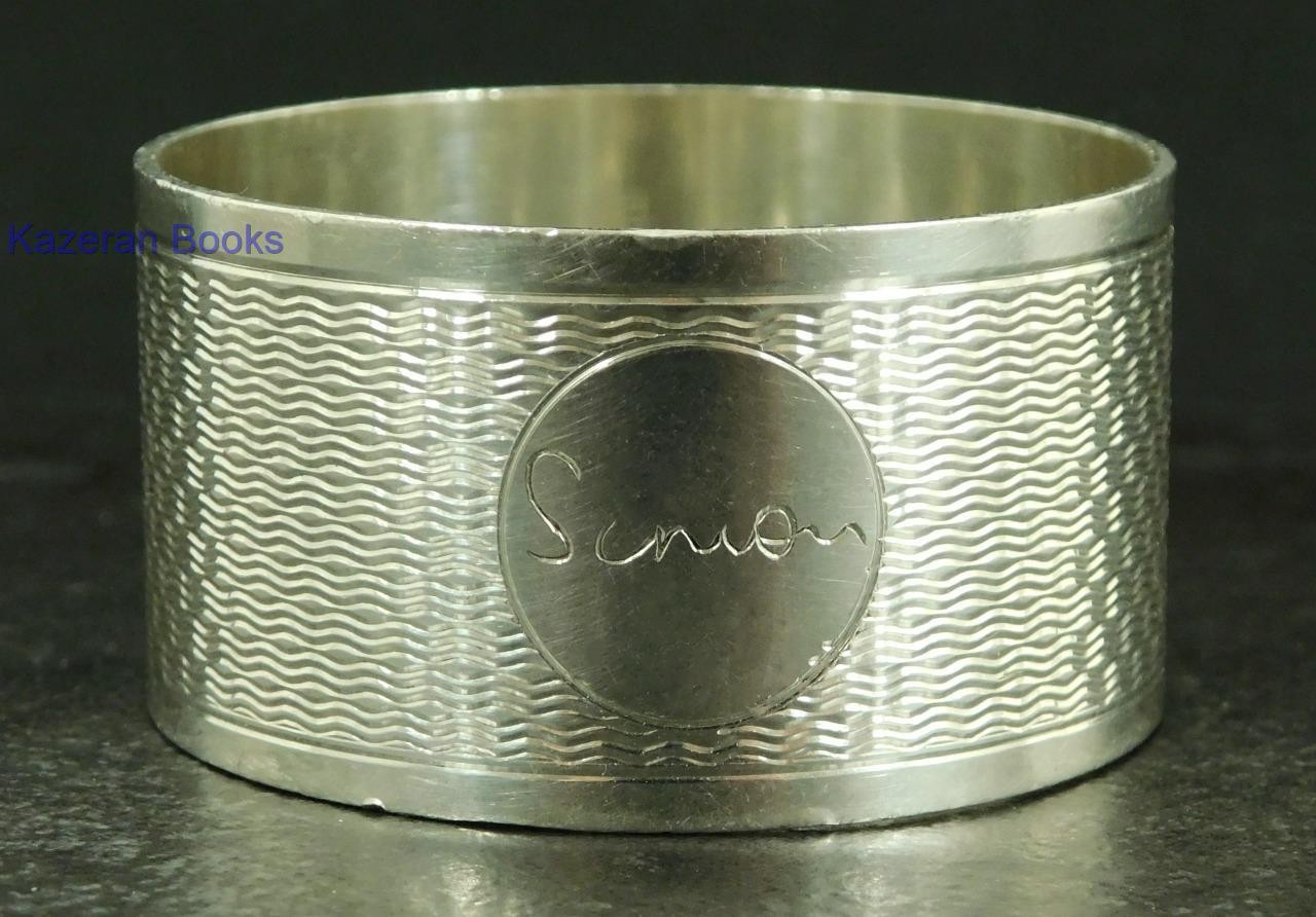 Vintage Solid Sterling Silver Napkin Ring 1971 By J Gloster Ltd ‘Simon’