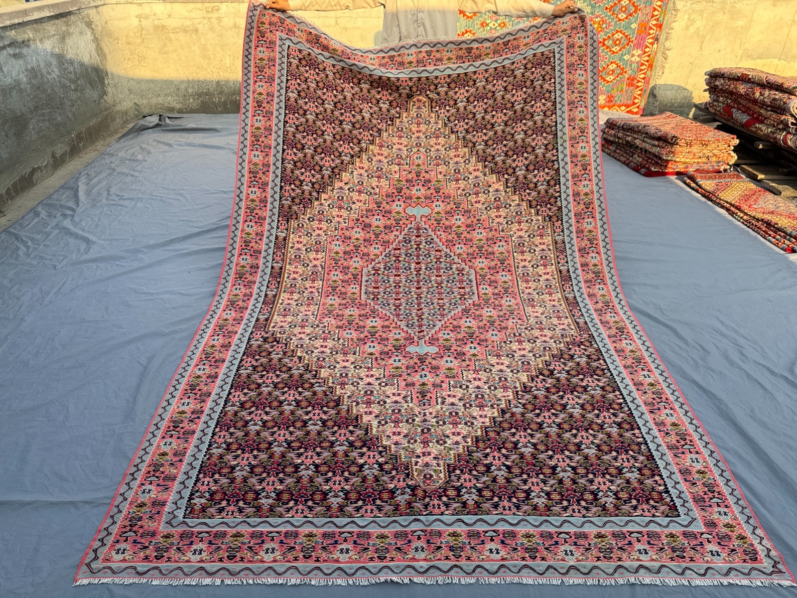 Vintage Turkish-Inspired Caucasian Kilim Rug 6’7×10 ft Tribal Oriental Carpet