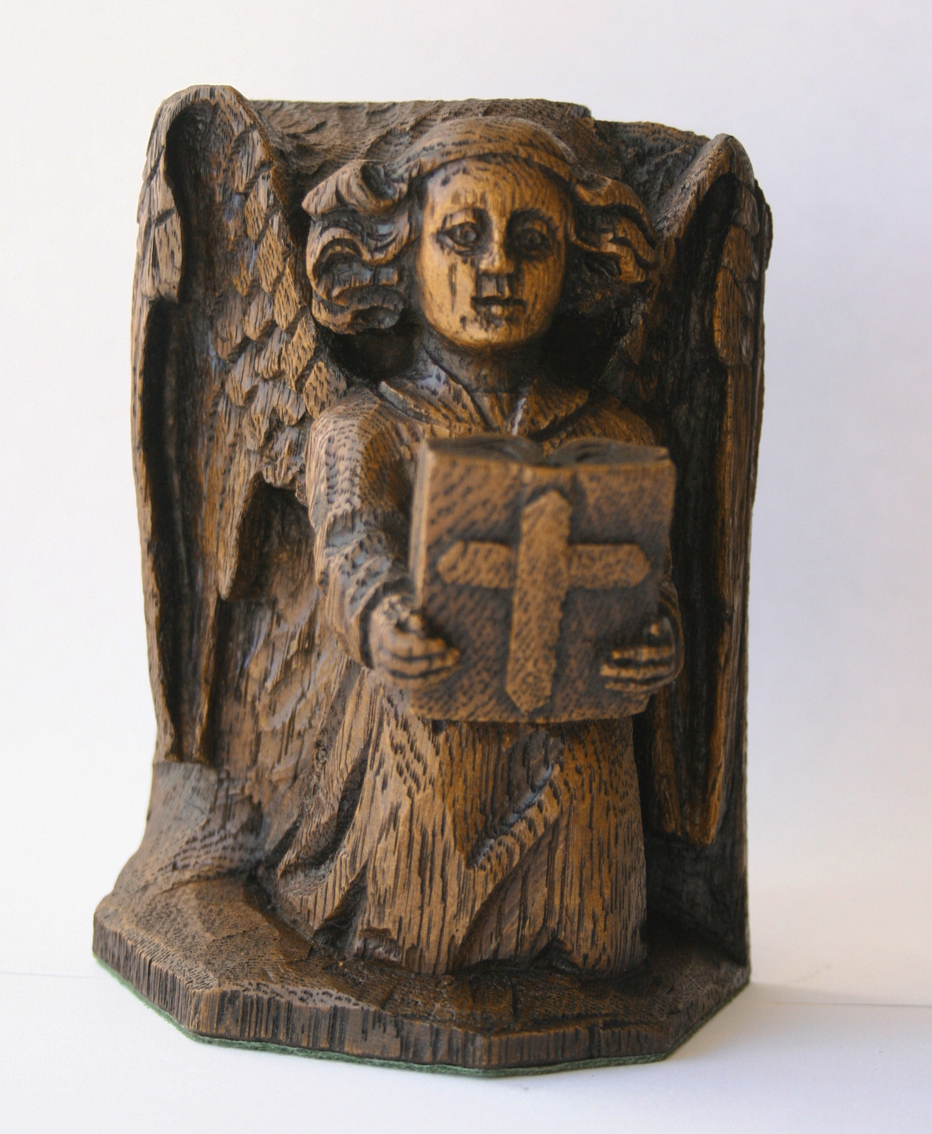 Angel Reading Bible Ornament Reproduction Medieval Carving Praying Cherub Gift