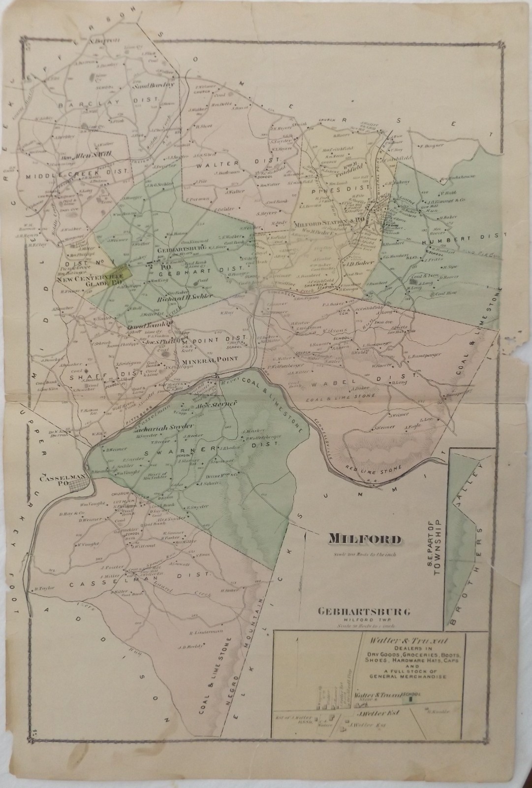 1876 Pennsylvania Somerset County Milford Gebhartsburg Atlas Print