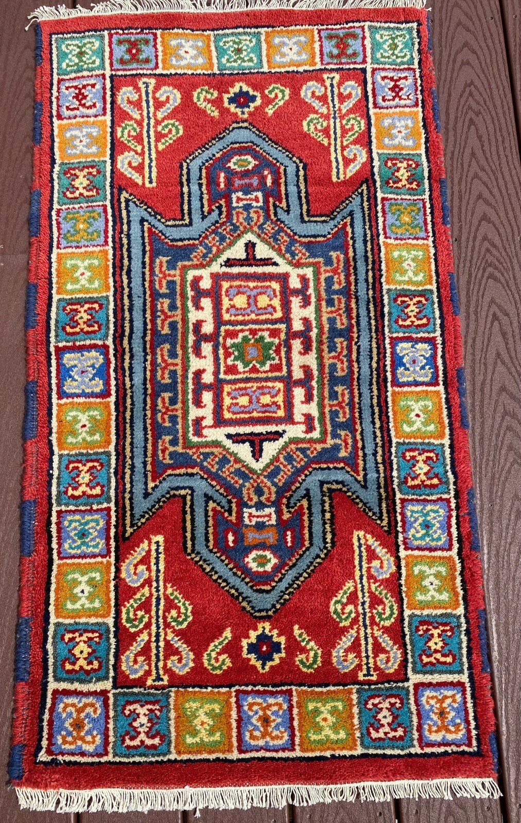 New Handmade in India Tribal & Geometric Colorful Scatter Rug/Accent Rug, 2×4