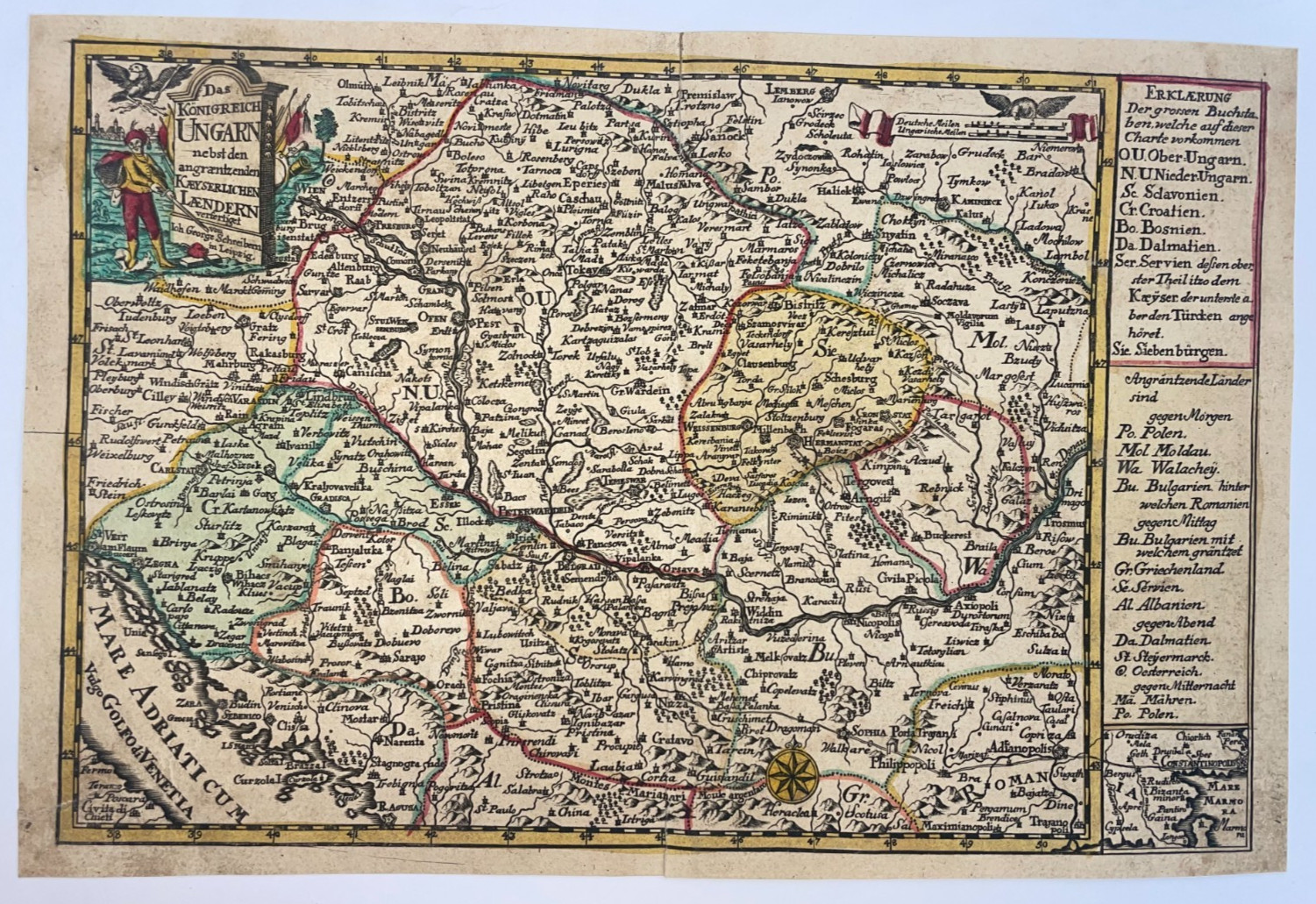 HUNGARY 1790 GEORGE SCHREIBER ANTIQUE MAP 18TH CENTURY