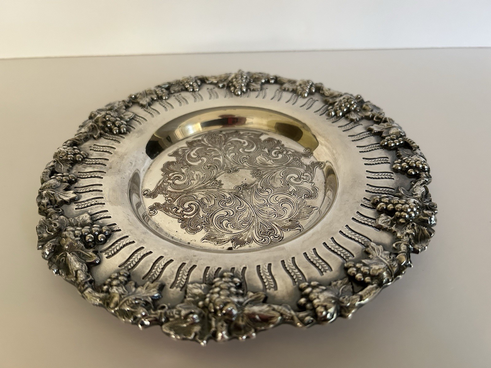 Silver Plate on Copper Old English Reproduction Tray Hallmarked – c.1910 8″