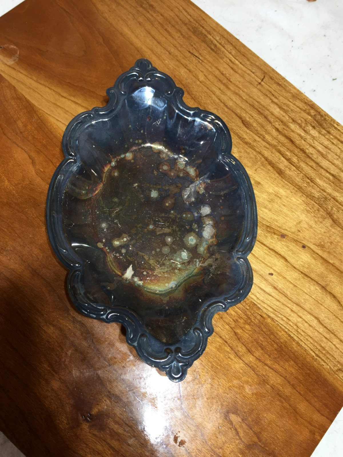 Antique International Silver Company Ornate Baroque Candy Dish Tarnished