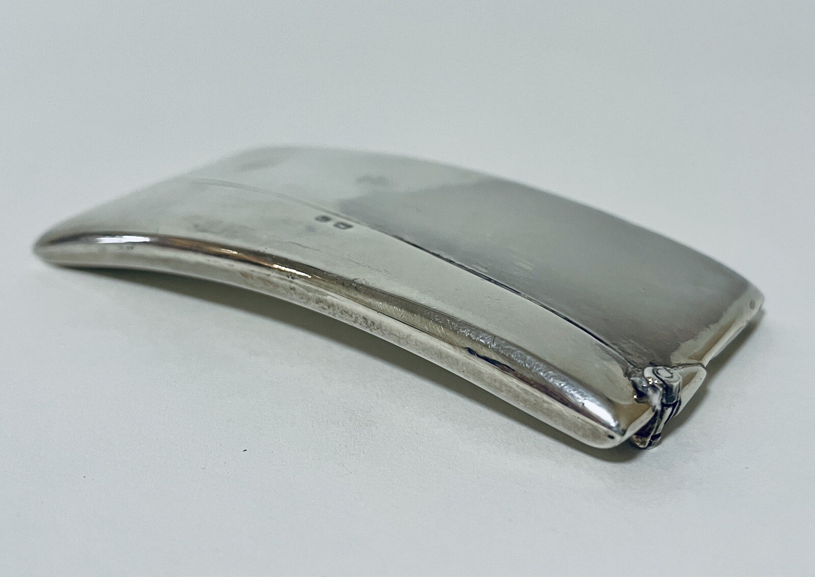 Antique Solid Sterling Silver Calling Card Case Holder Curved 1928