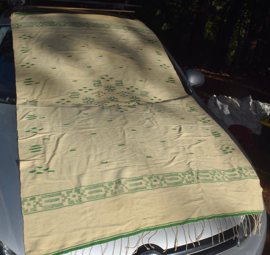 Antique Chimayo New Mexico 100% Wool Hand Woven Blanket 42″× 78″