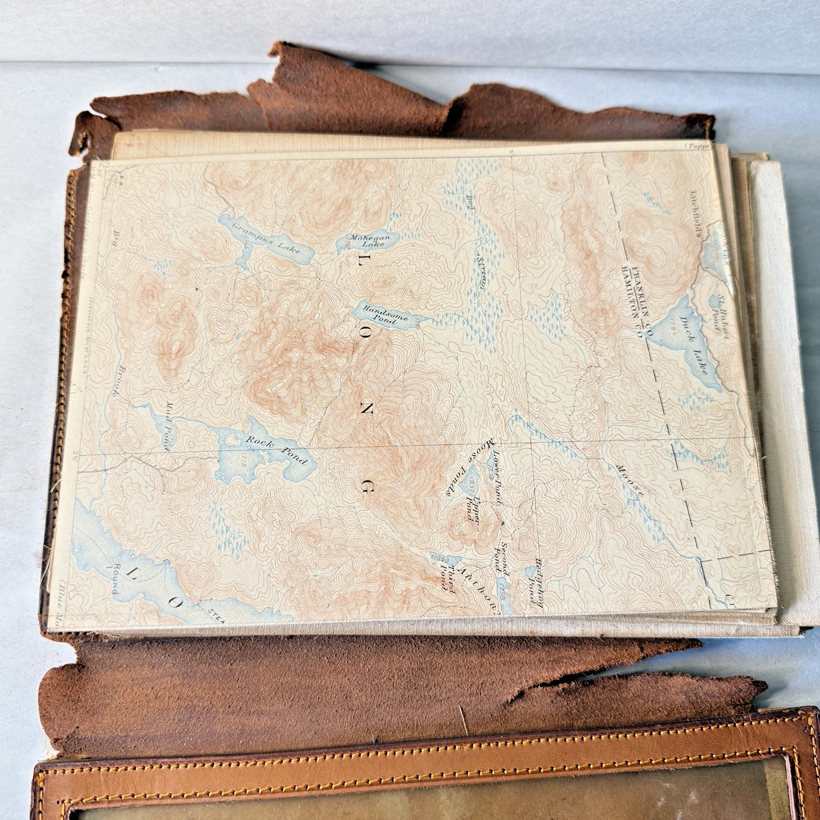 Antique Topographic Map Set Adirondack Mountains NY with Original Leather Case