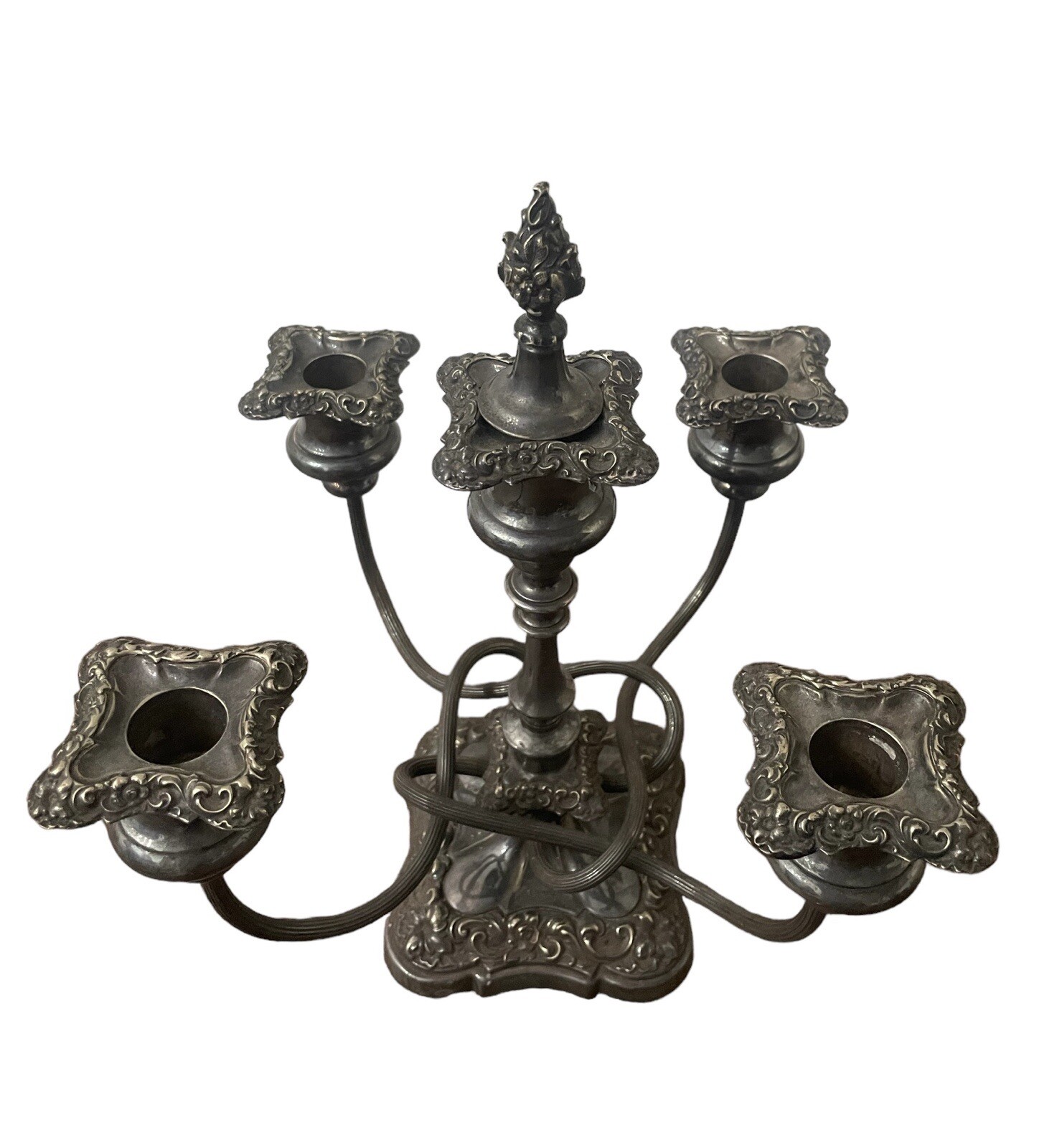 Silver Plated Candelabras Twisted 5 Arm Set of 2