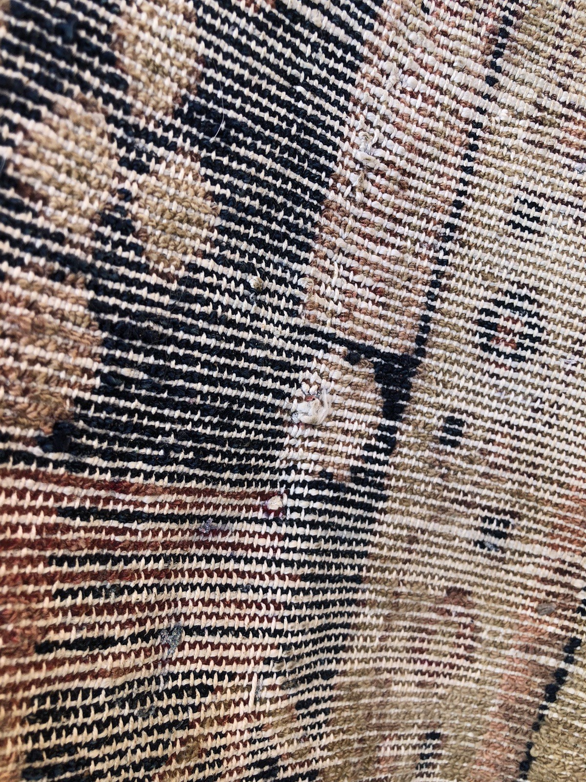 Afghan rug Antique vintage Turkmen pictorial hand woven distressed 84″ x 59″
