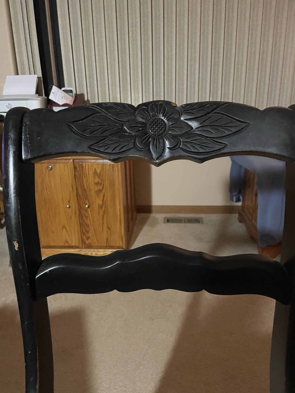 Antique Black Duncan Phyfe Rose-back Dining Chair Or Accent Chair,