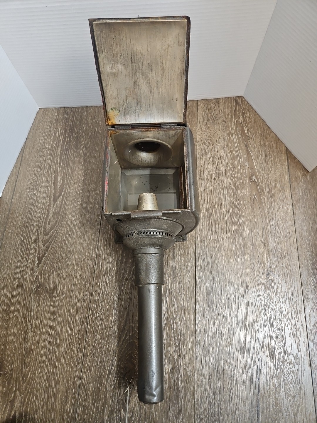 Antique Brass Coach Carriage Lamp Lantern – Original Oil Reservoir & Wick