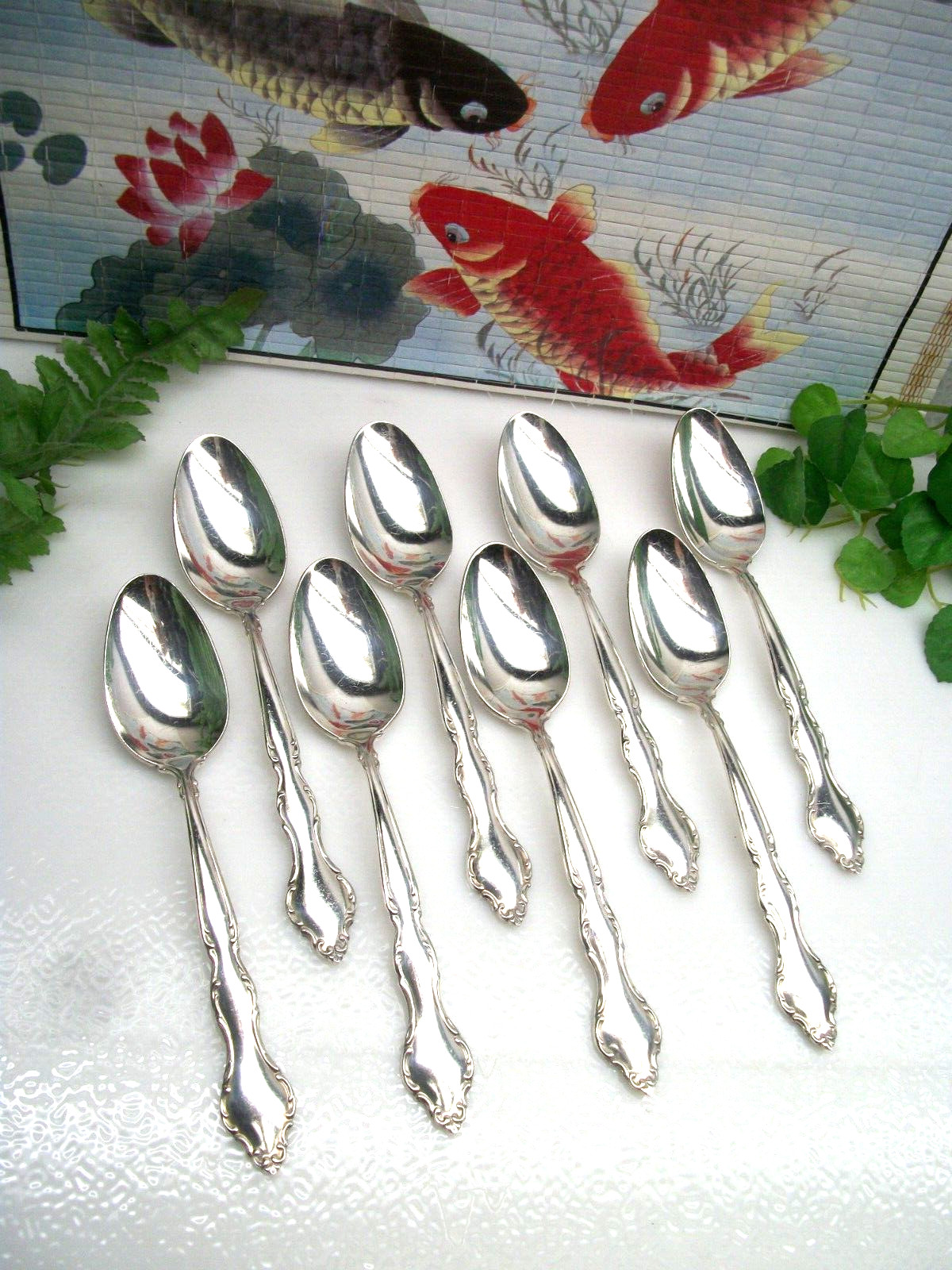 8 International Deep Silver WAKEFIELD Silverplate Teaspoons 1965