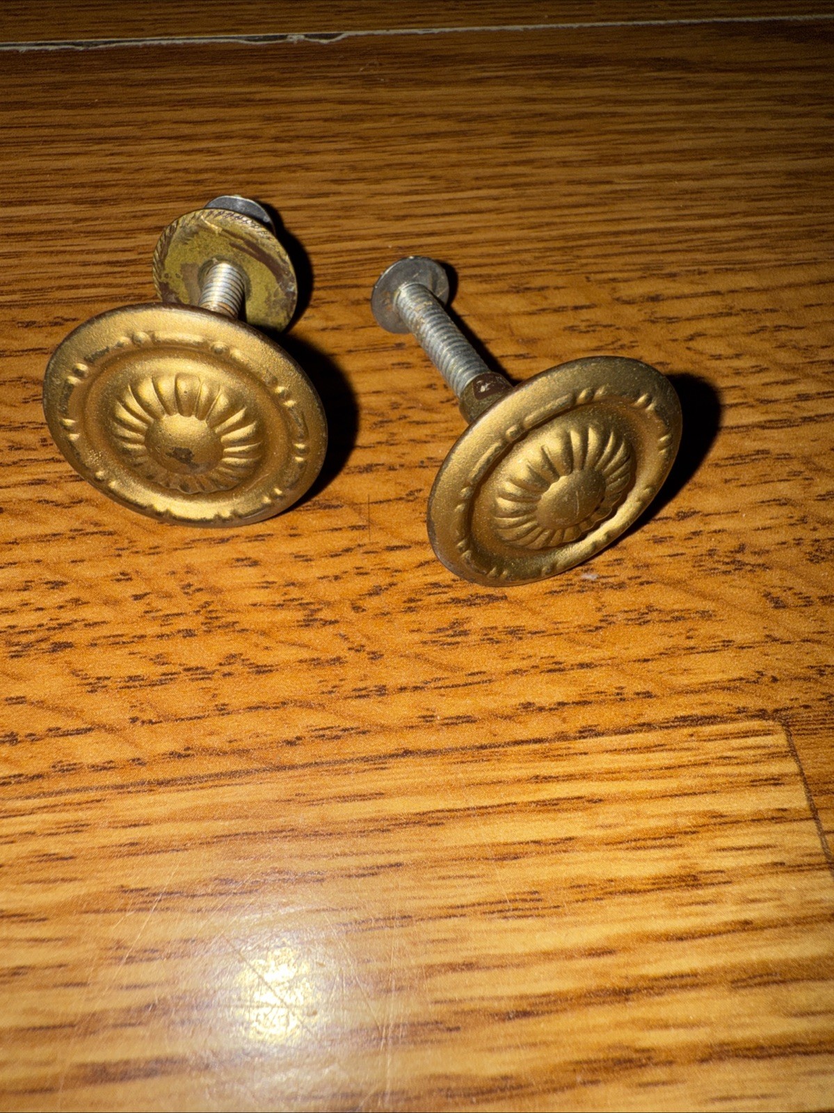 DECORATIVE SET 2 BRASS ANTIQUE HANDLES REGENCY PERIOD GEORGIAN KNOBS
