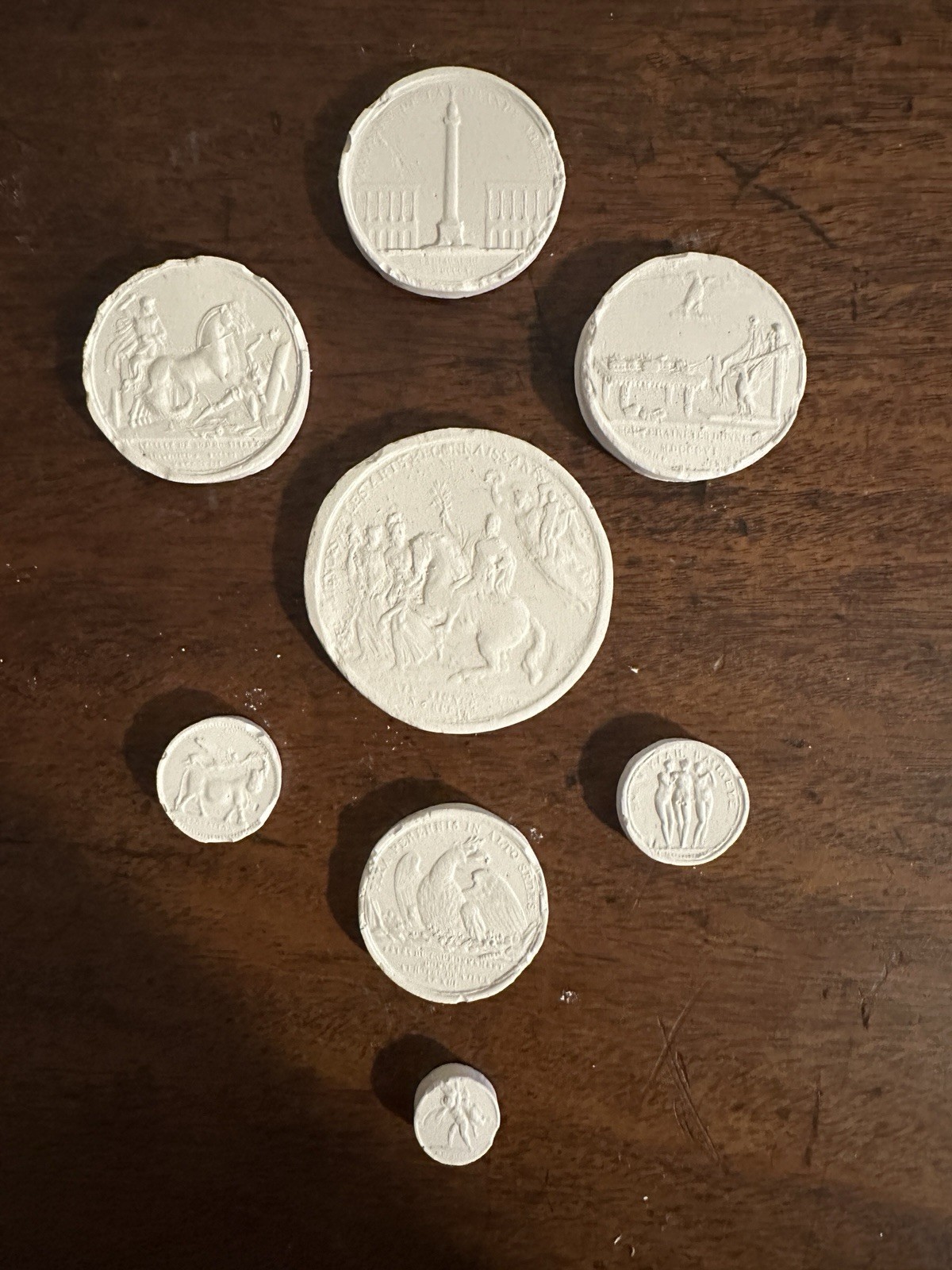 Grand Tour Intaglios – Set of 8 Plaster Cameos – Classical Relief Medallions
