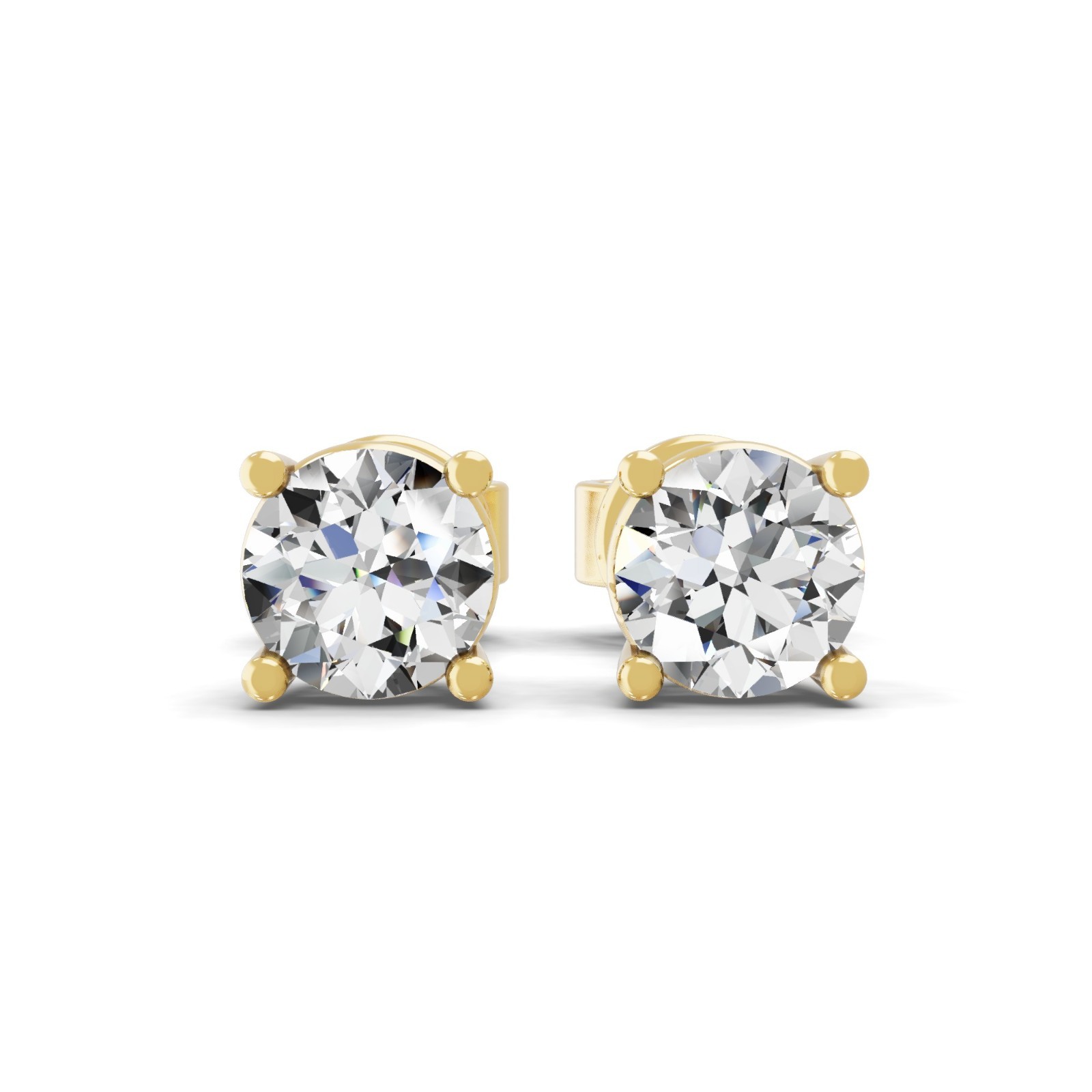 Solitaire Stud Earrings 0.50 Ct Lab Grown Round Diamond 9K Yellow Gold Jewelry