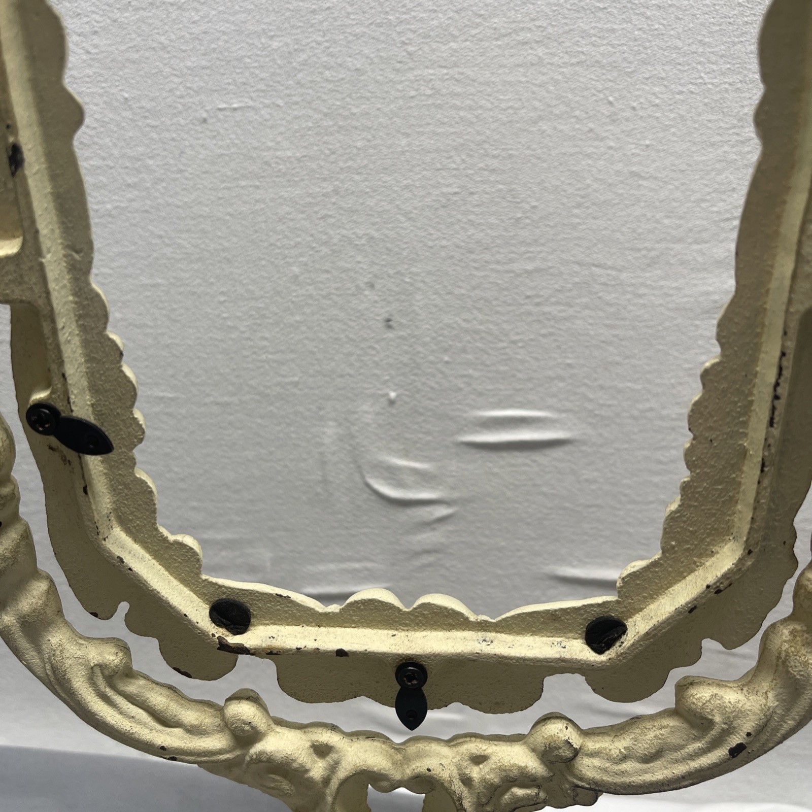 Vintage Cast Iron Mirror Picture Frame Vanity Tabletop Pedestal Victorian Ornate