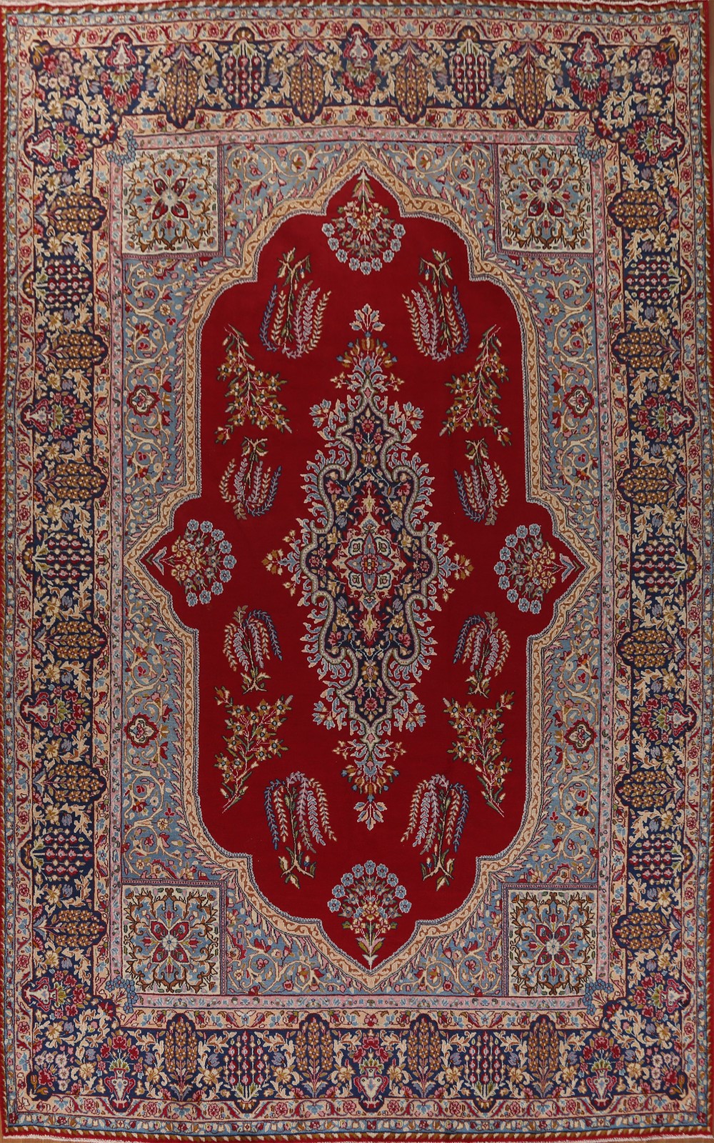 Handmade Traditional Area Rug 10×14 Ft Hand-Knotted Red Oriental Wool Carpet