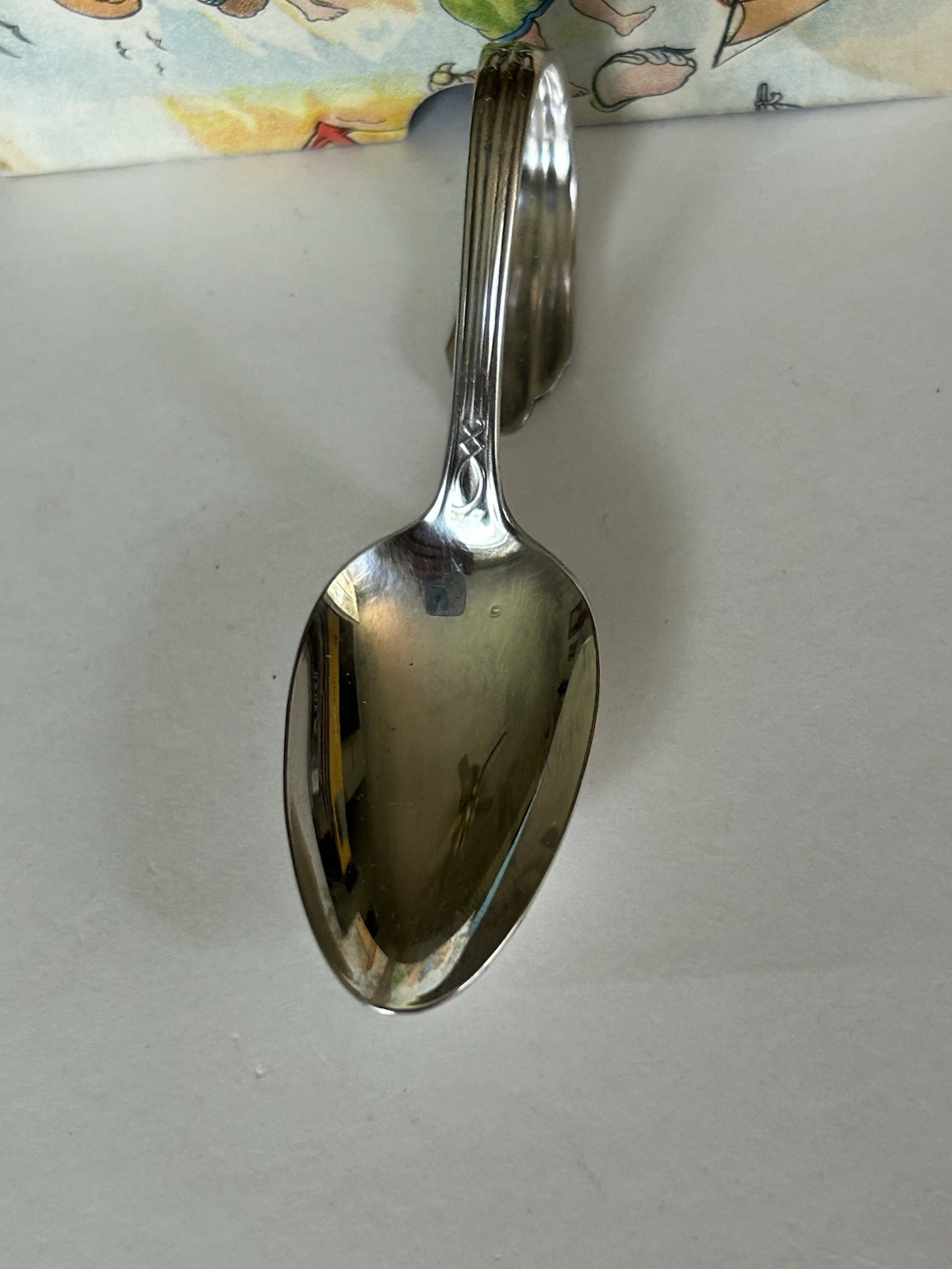 Caroline Silverplate Curved Handle Baby Spoon in Original Box Vintage