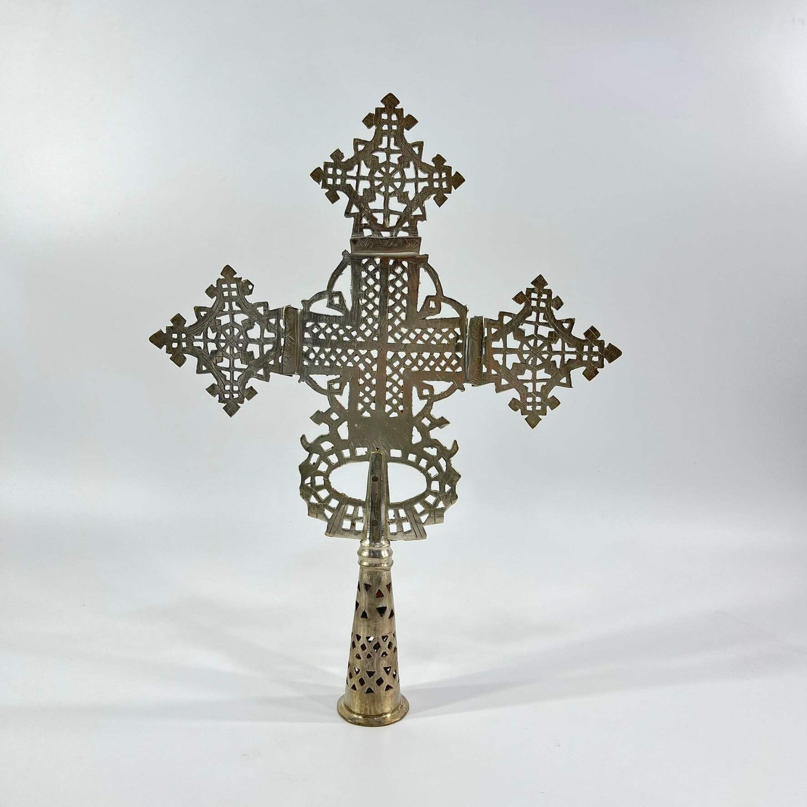 Silver Colored Coptic Processional Cross Ethiopia