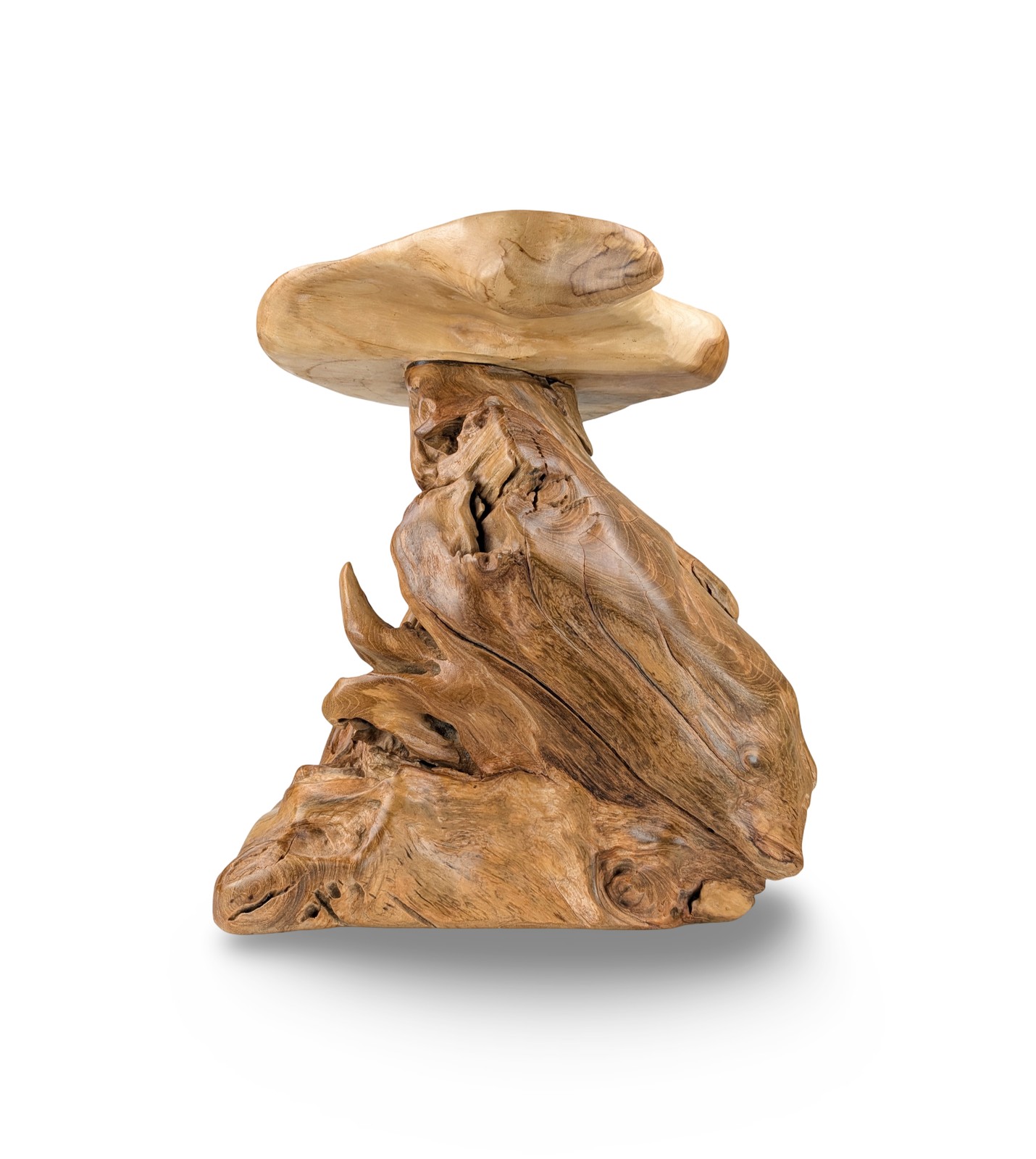 Tree Stump Stool, Boho Wood Stool, Teak End Table, Teak Side Table