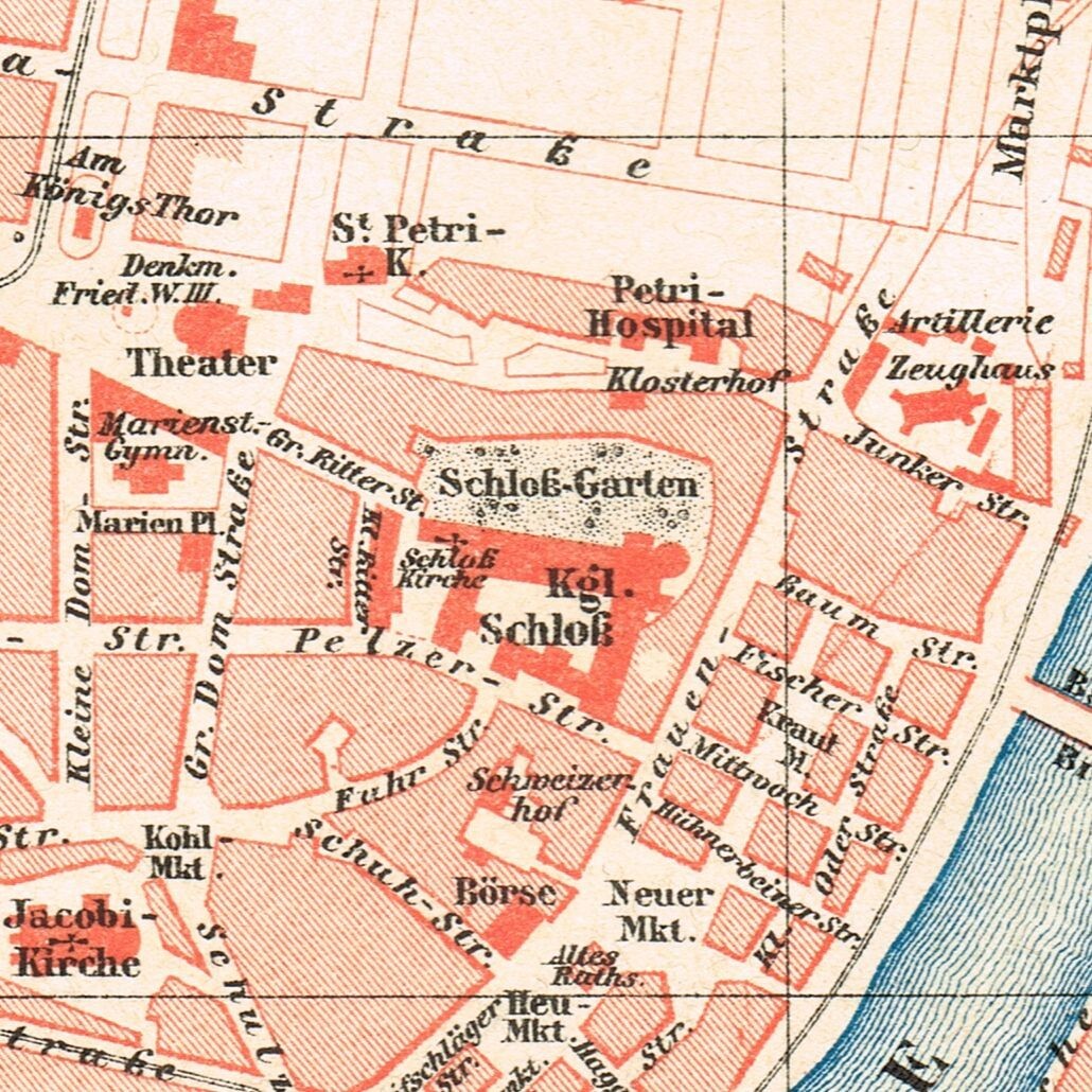 SZCZECIN Original map Silesia city plan POLAND 1888 Polska Germany