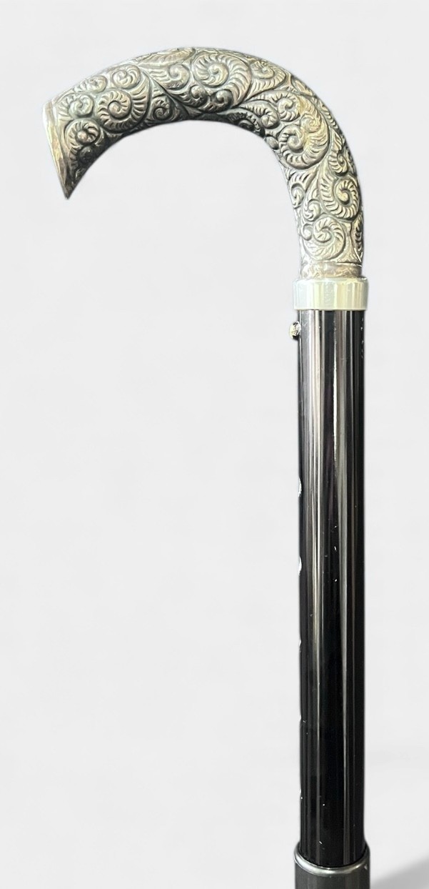 ANTIQUE Early 20th C Sterling Collapsable Gentlemans Cane w/ Velvet Bag