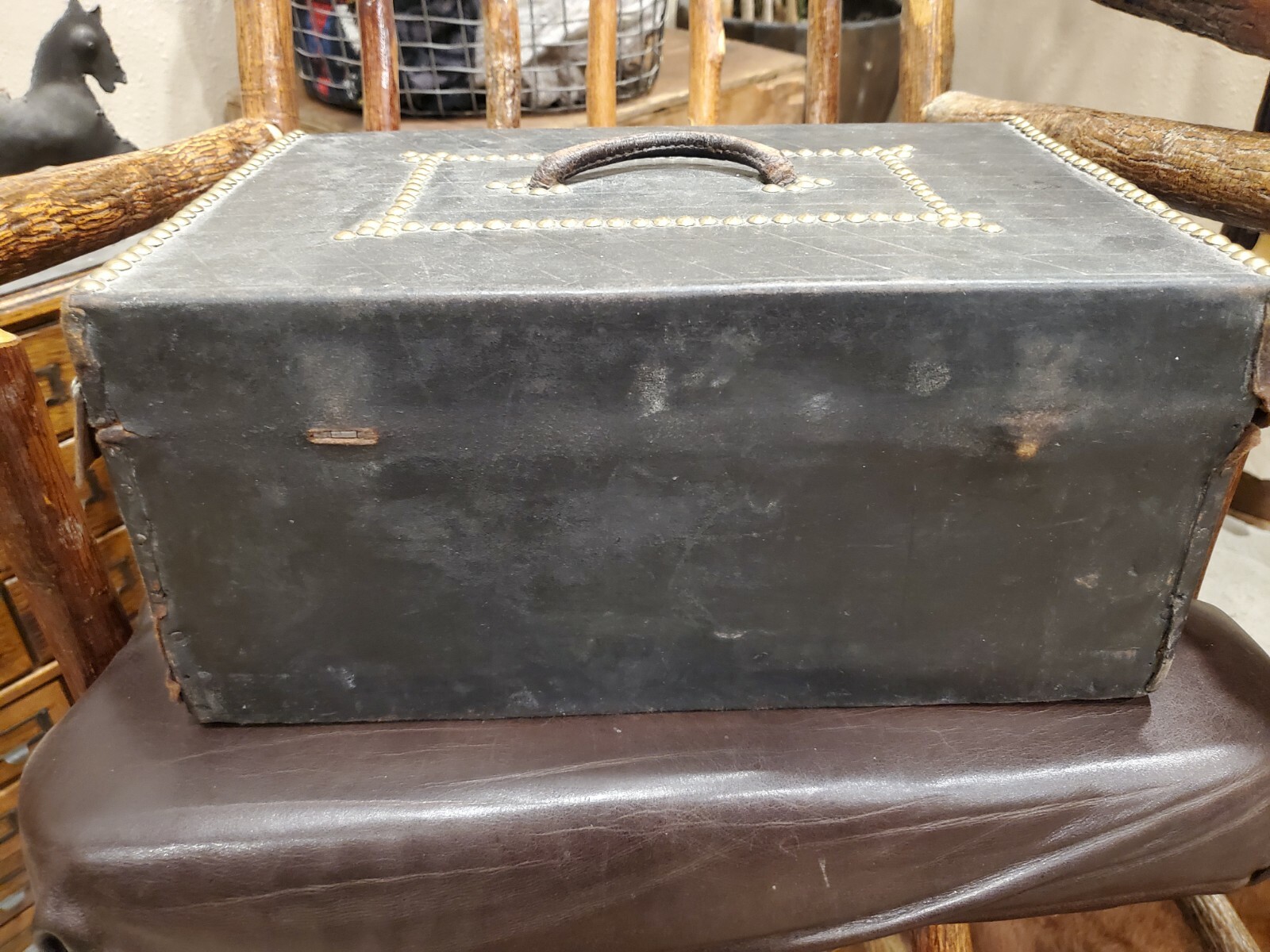 Antique Leather Box Horace Rice Harness Maker No 30 Hanover Street Boston