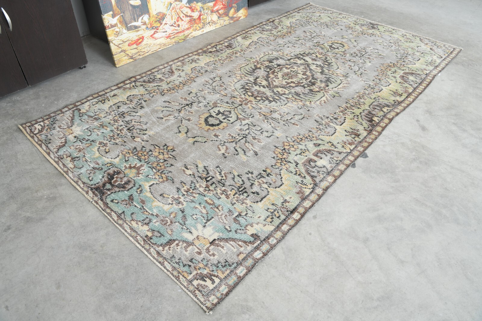 vintage decor rug, handmade turkish runner rug, oriental oushak rug,4×9 ft 1439