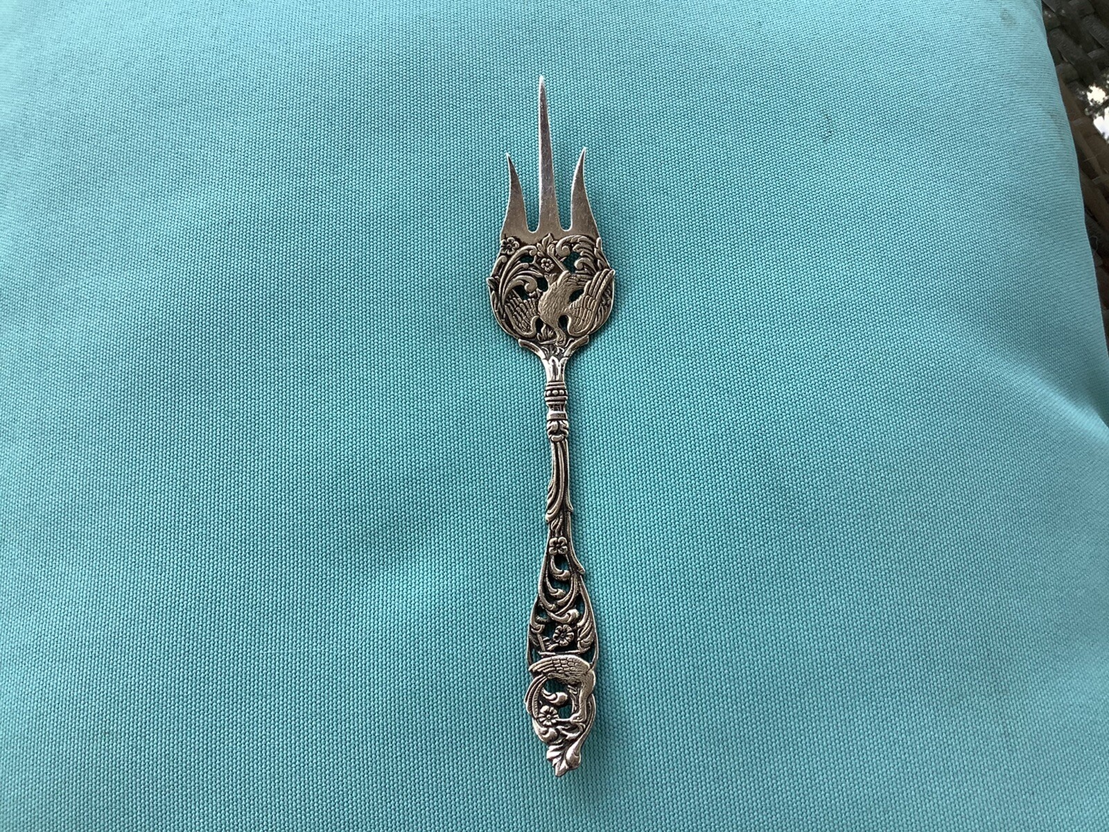 ELABORATE SILVER PICKLE FORK MADE IN HOLLAND 6 3/4”
