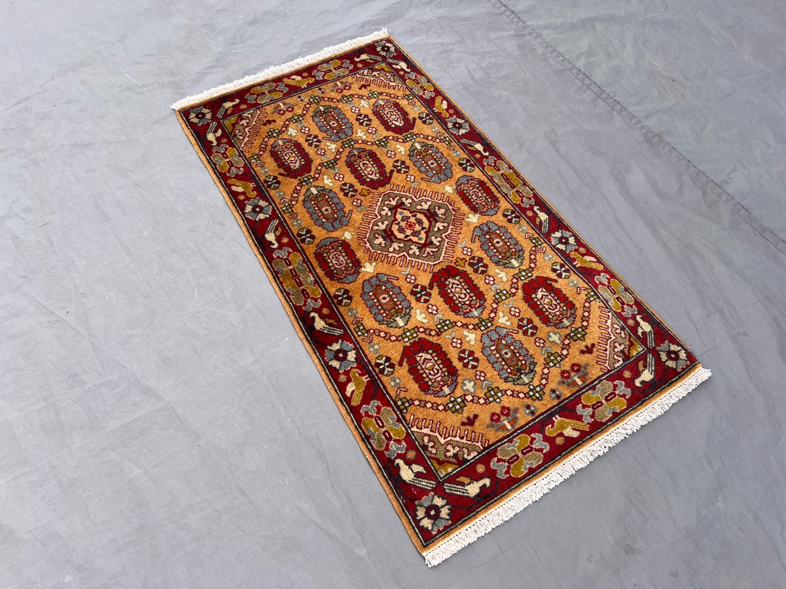 1’10 x 3’5 ft Vintage Turkish Inspired Caucasian Hand Knotted Rare Kids Room Rug