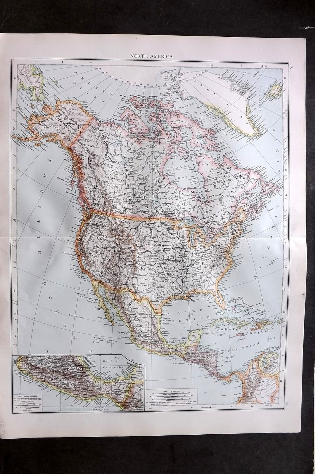 Times Atlas 1895 LG Antique Map. North America