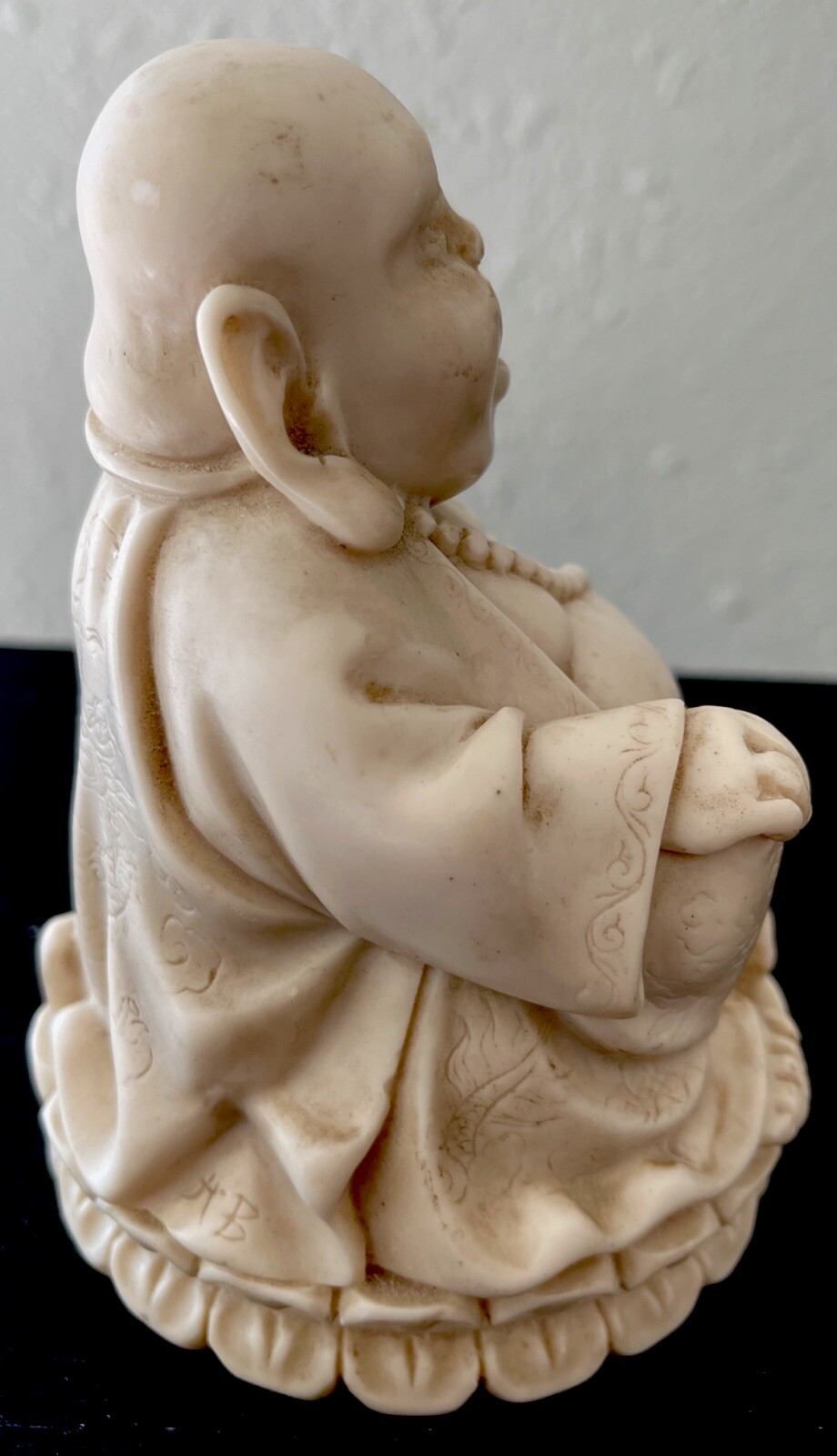 Antique Soapstone Hand Carved Happy Buddah Heavy