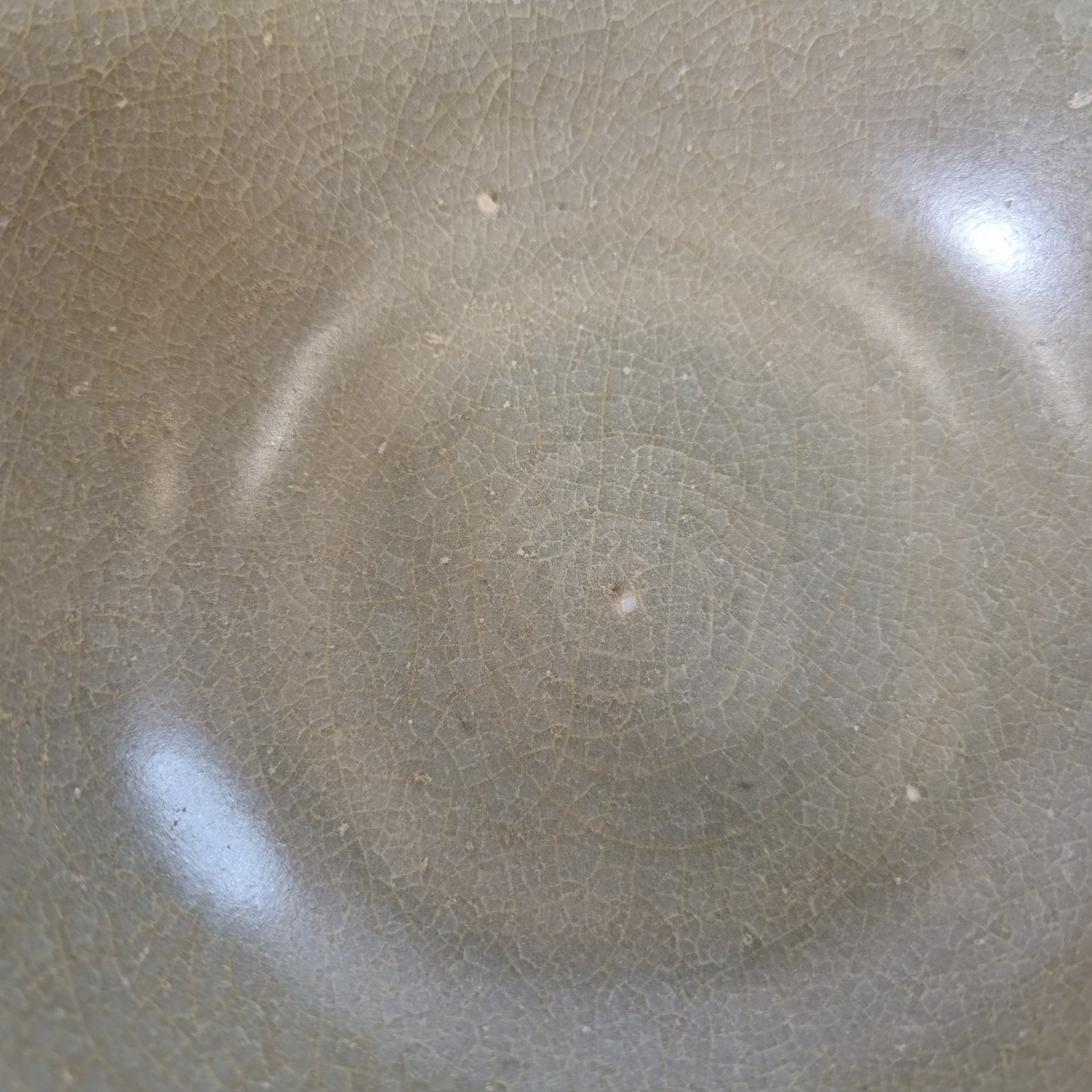 Antique Chinese Celadon Glazed Pottery Bowl Crackle Glazed 13.9cm Diameter