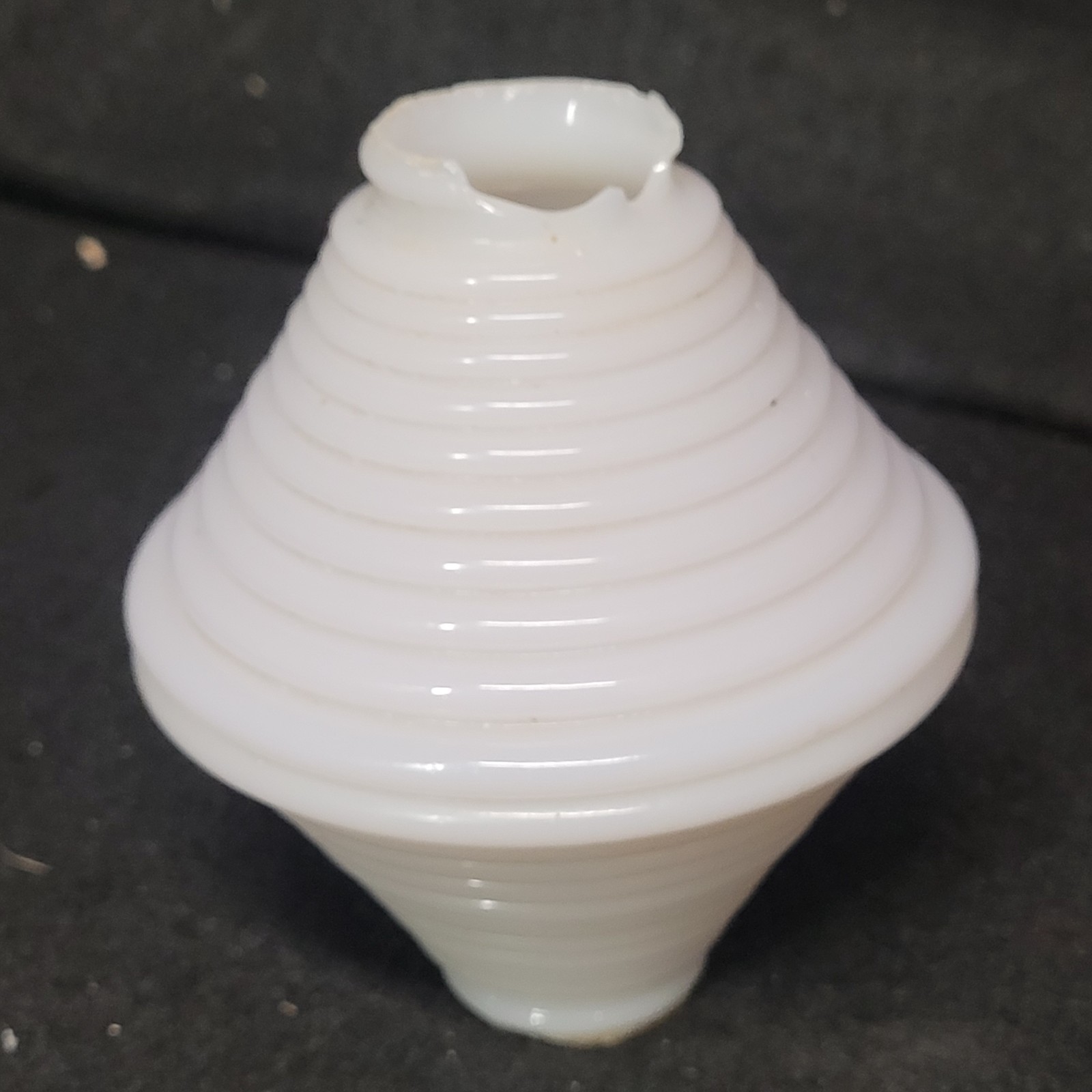 Antique 4″ Lightning Rod Ball Ribbed Horizontal Rings Milk Glass faded Lavender